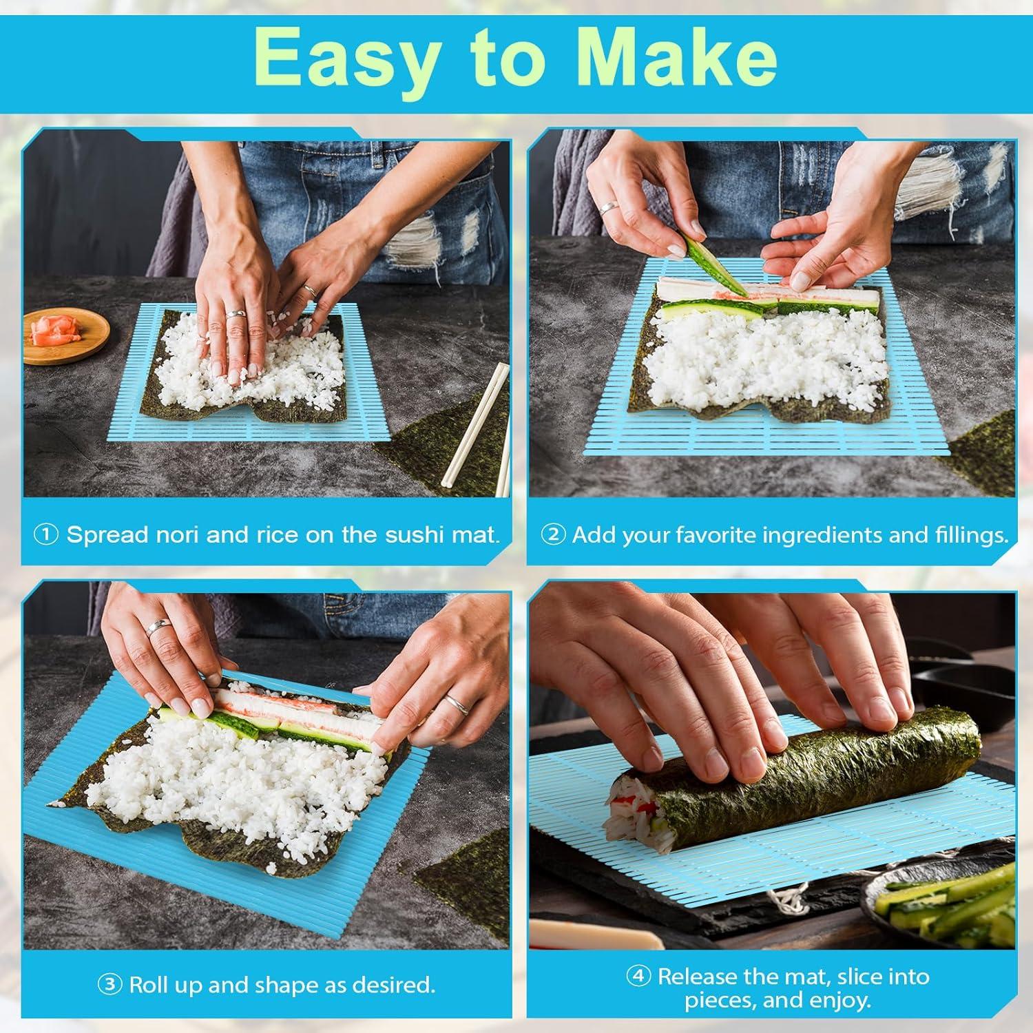 Paquete de 3 Esteras para Hacer Sushi Xelsluthe Antiadherentes