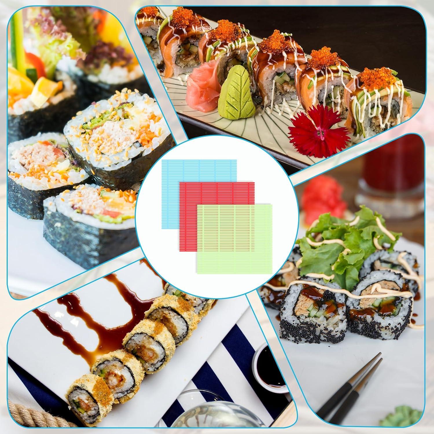 Paquete de 3 Esteras para Hacer Sushi Xelsluthe Antiadherentes