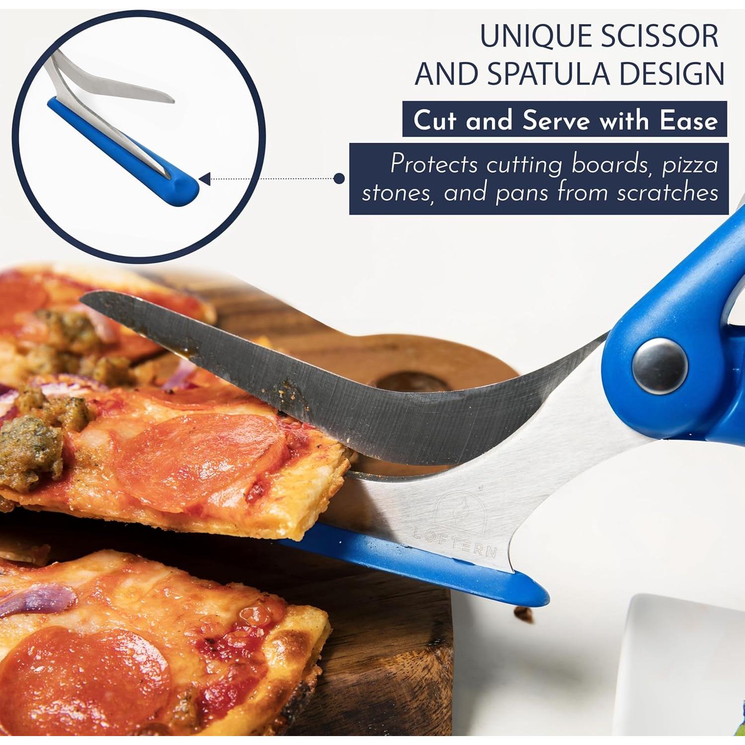 Tijeras para Pizza Loftern Azul - Cortador Antiadherente 5 en 1