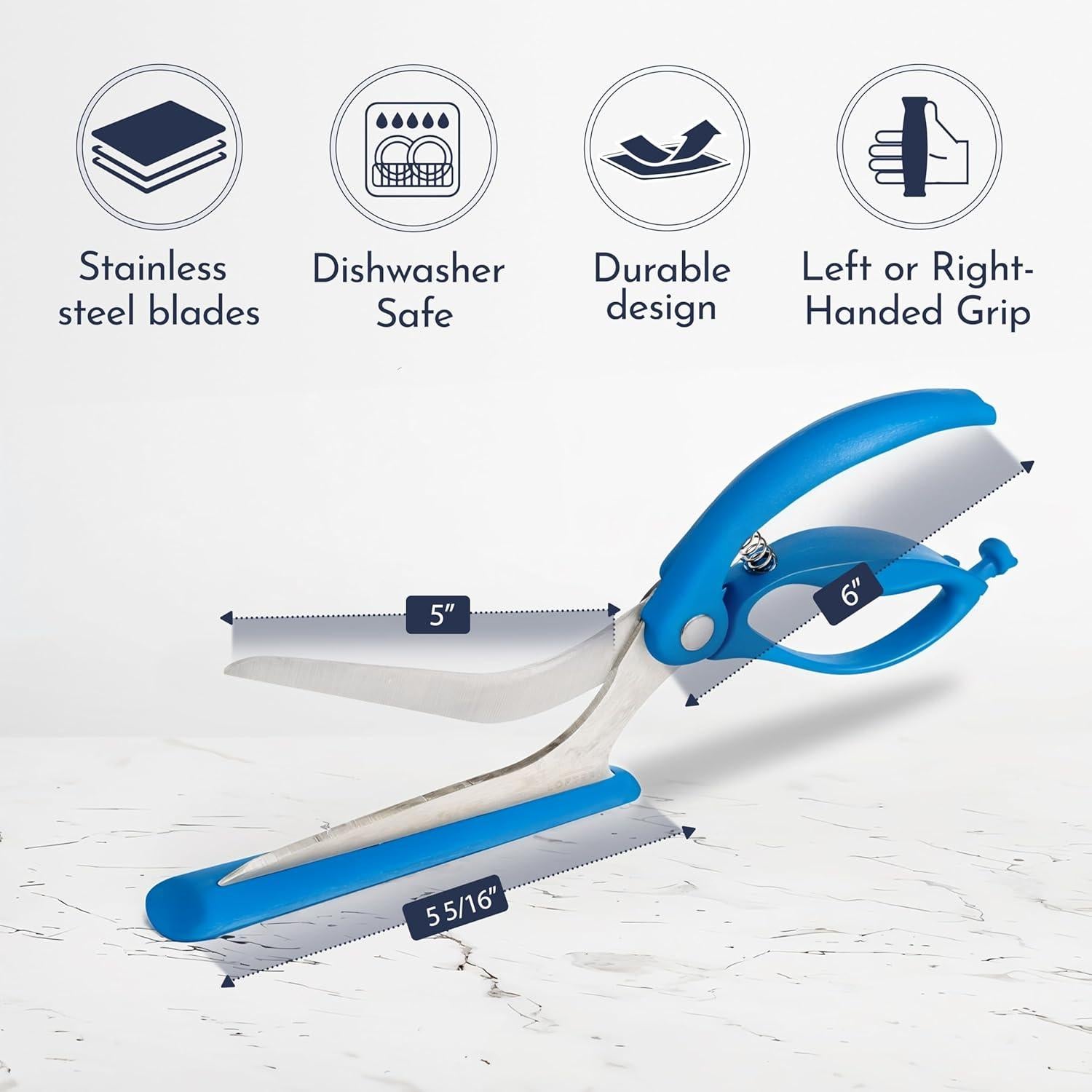 Tijeras para Pizza Loftern Azul - Cortador Antiadherente 5 en 1