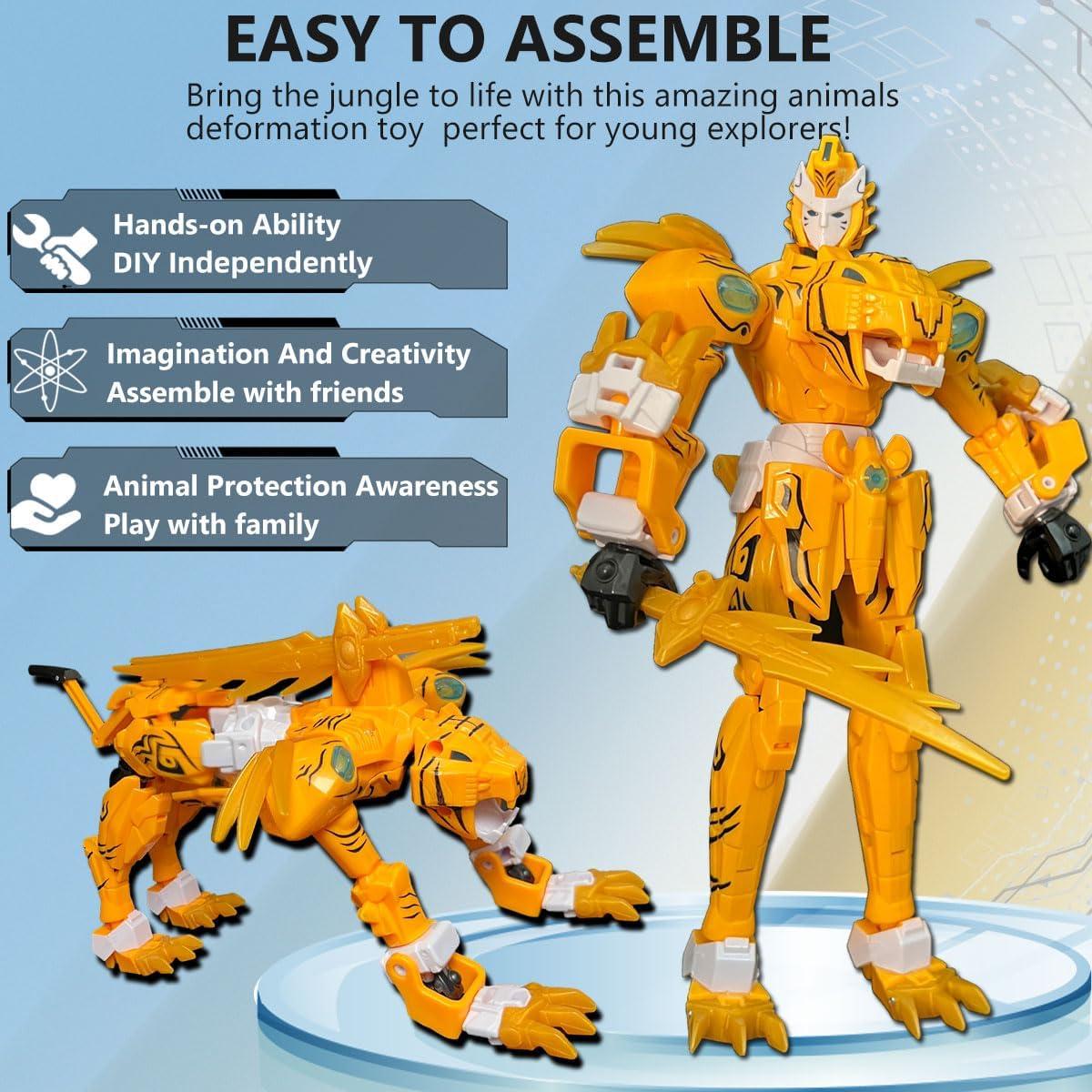 Robot Transformador Wenbeier Tigre y Leopardo 17.8 cm