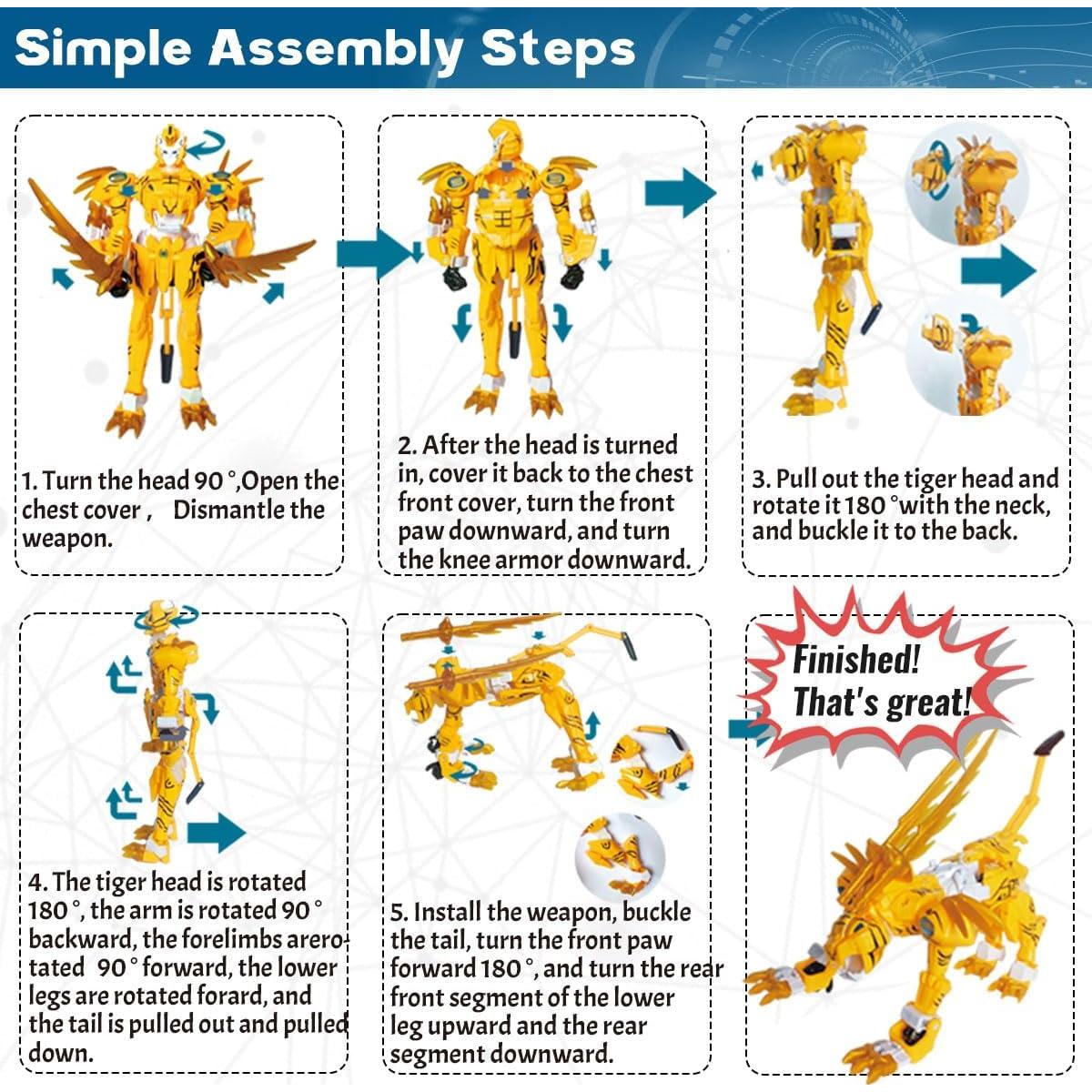 Robot Transformador Wenbeier Tigre y Leopardo 17.8 cm