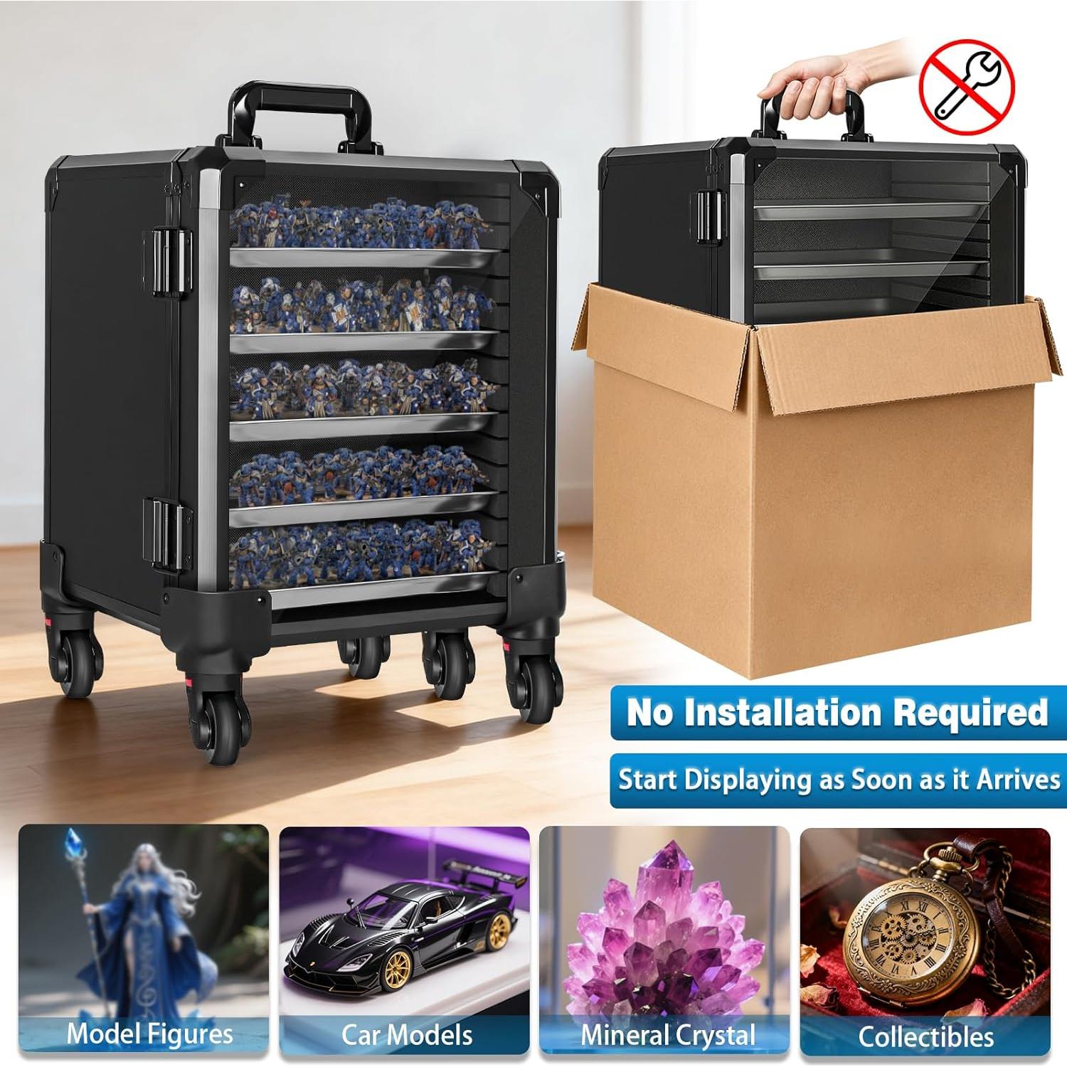 Caja de Almacenamiento de Miniaturas WELIDAY con Carro Mediana