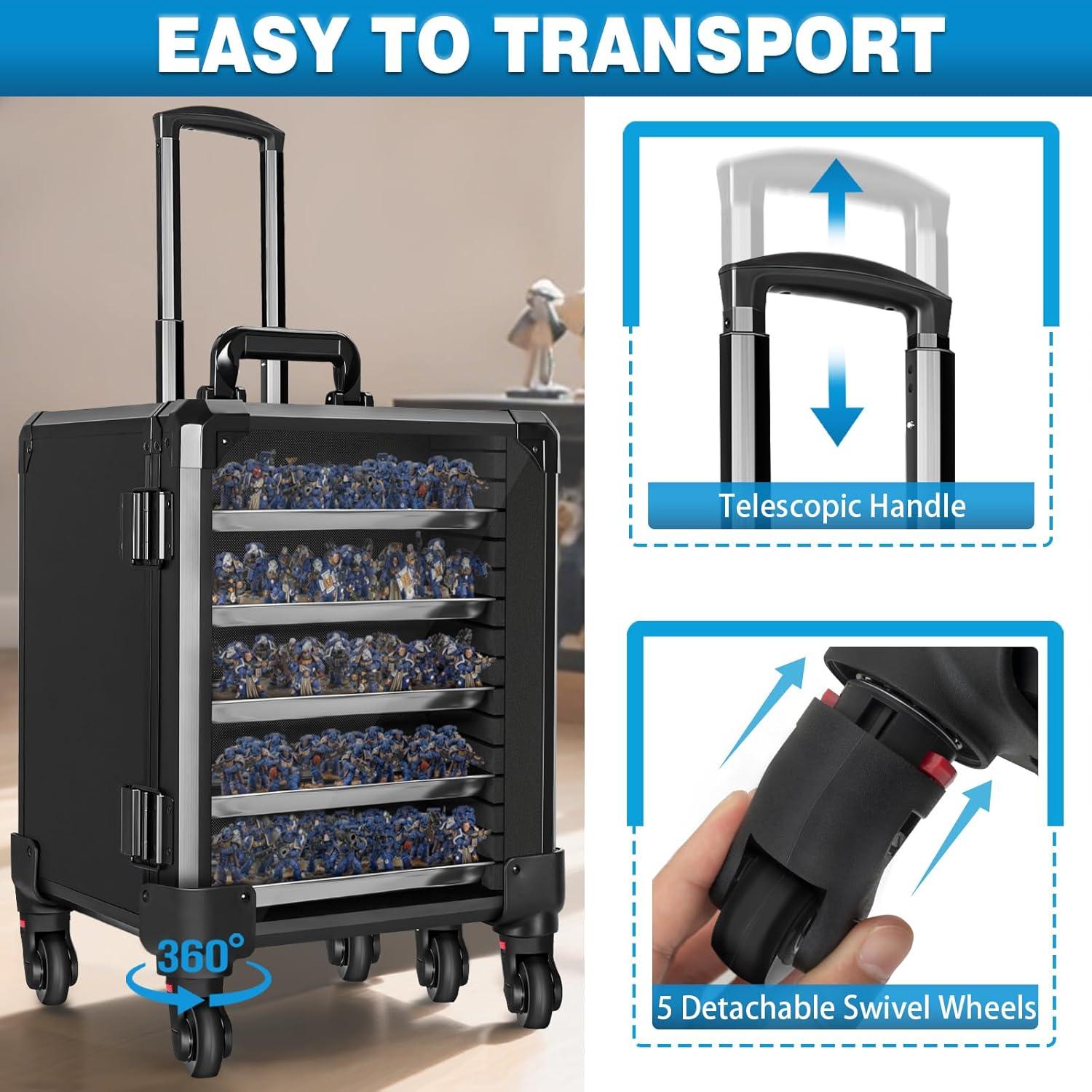 Caja de Almacenamiento de Miniaturas WELIDAY con Carro Mediana