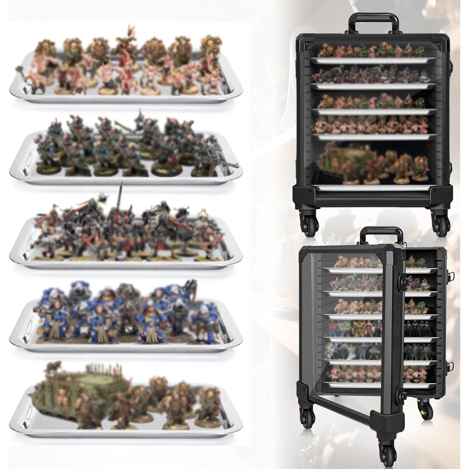 Caja de Almacenamiento de Miniaturas WELIDAY con Carro Mediana