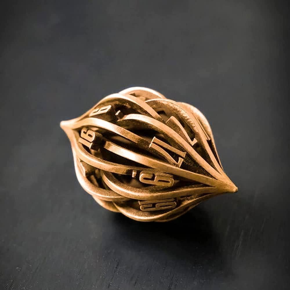 Conjunto de Dados The Arcanum Metal Hueco DND RPG Oro Antiguo