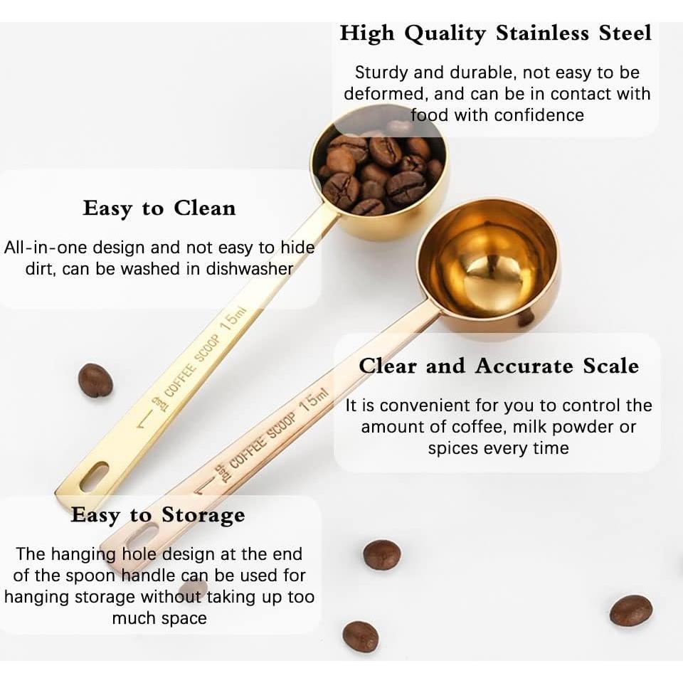 3 Cucharas Medidoras de Café FULANDL Acero Inoxidable 15ml