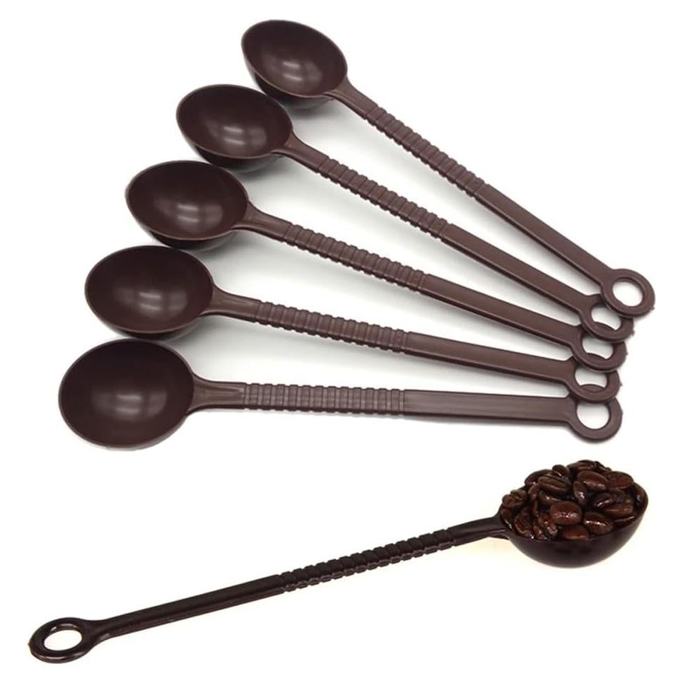 Cucharas Medidoras de Plástico 10 Piezas 21cm Marrón Oscuro
