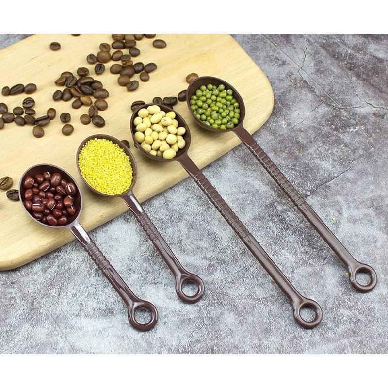 Cucharas Medidoras de Plástico 10 Piezas 21cm Marrón Oscuro