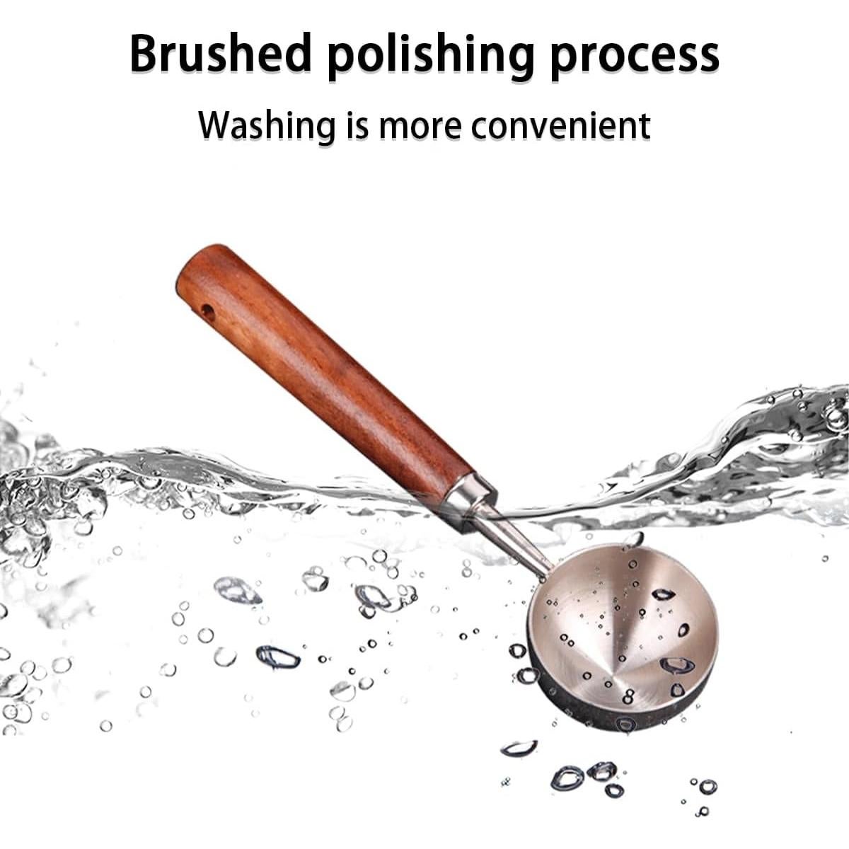 Cucharas Medidoras de Café Acero Inoxidable 2 Pcs con Mango Madera