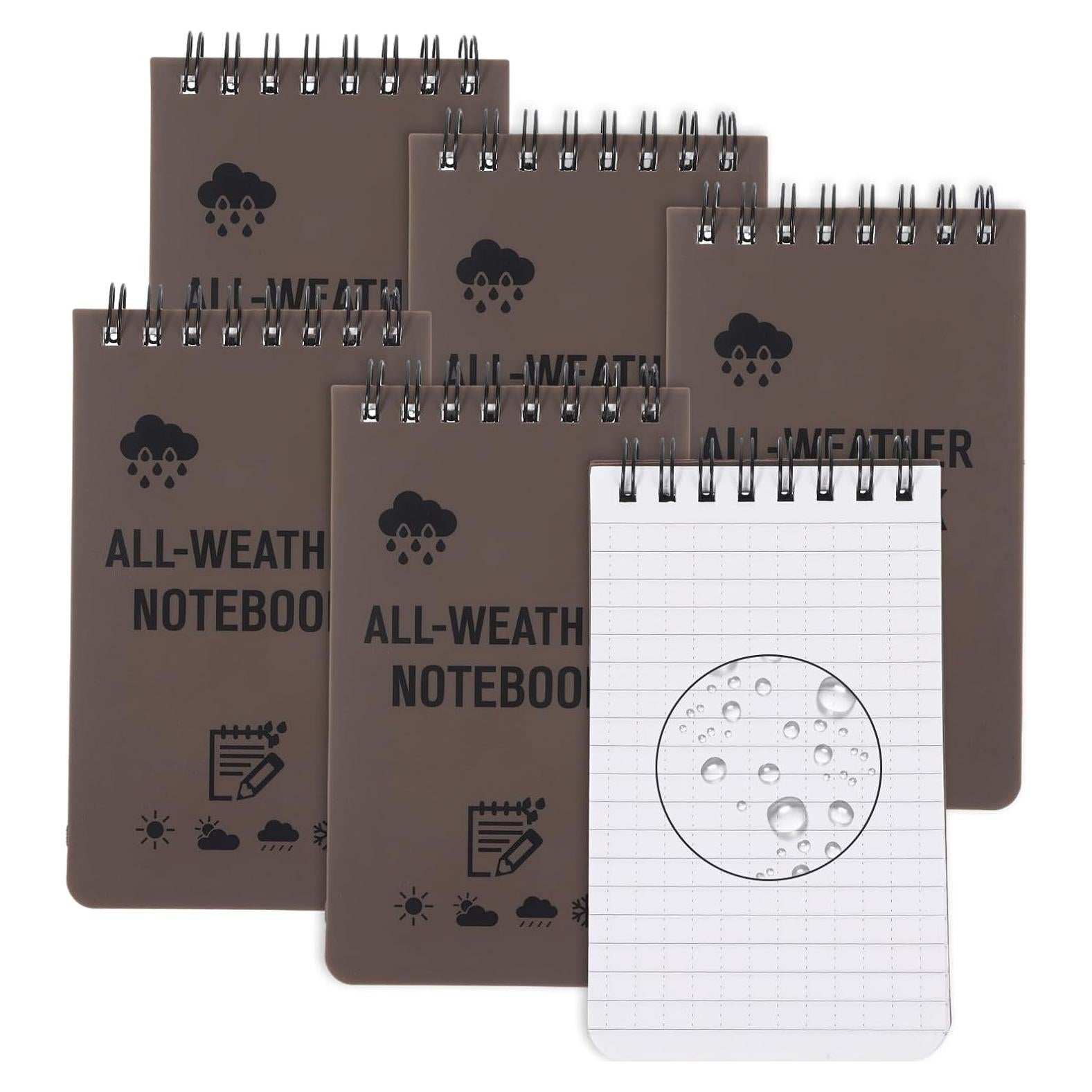 Bloc de Notas Impermeable Qiuruoo 6 Paquetes 7.6x12.7 cm