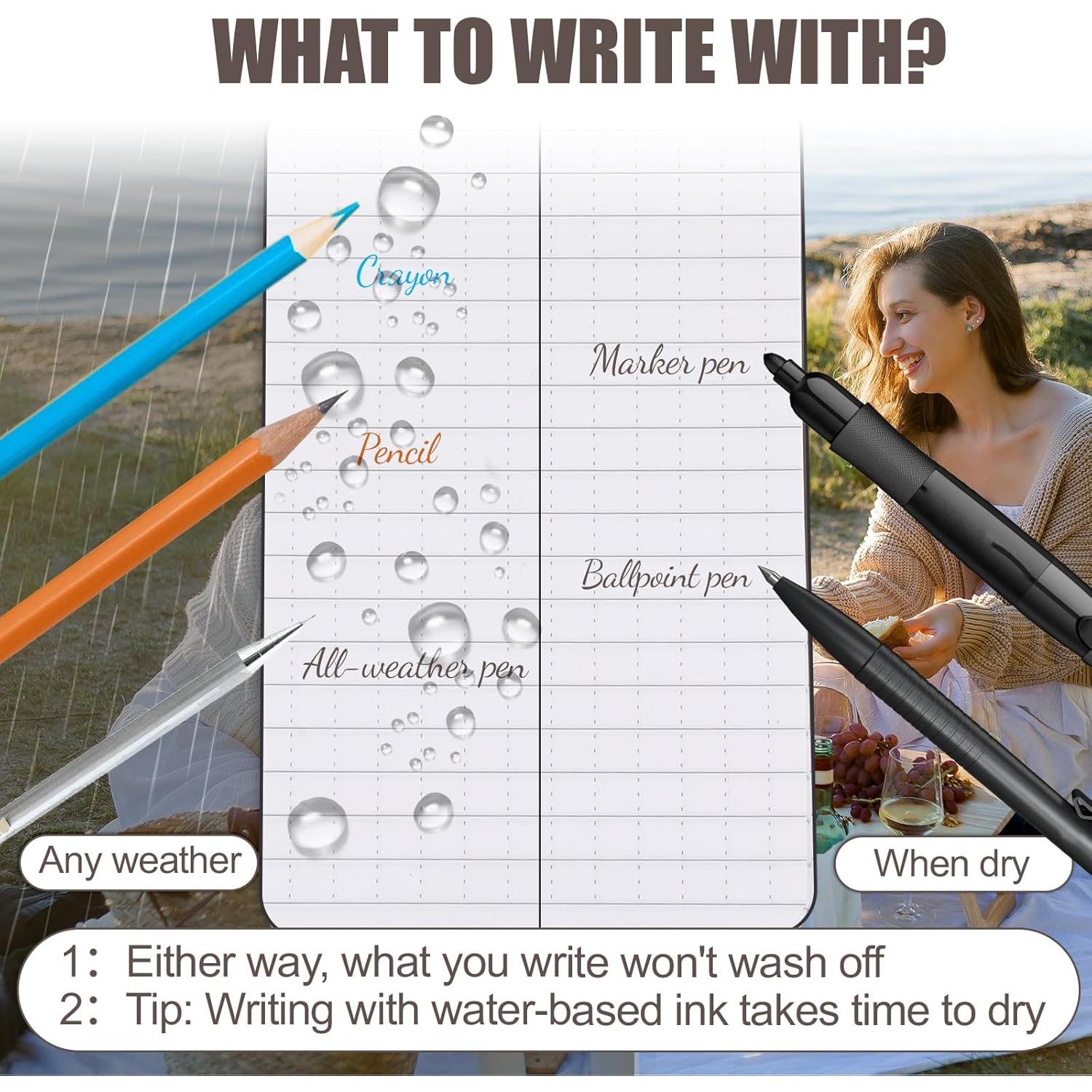 Bloc de Notas Impermeable Qiuruoo 6 Paquetes 7.6x12.7 cm