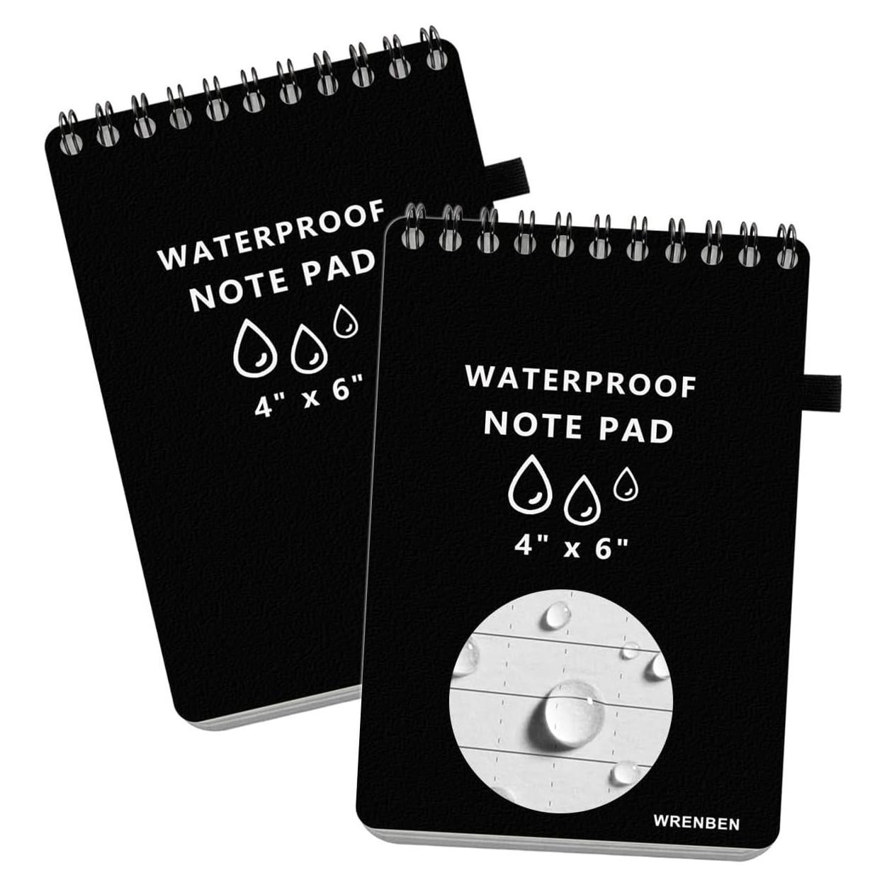 2 Cuadernos Espiral Impermeables WRENBEN A6 10.16x15.24 cm