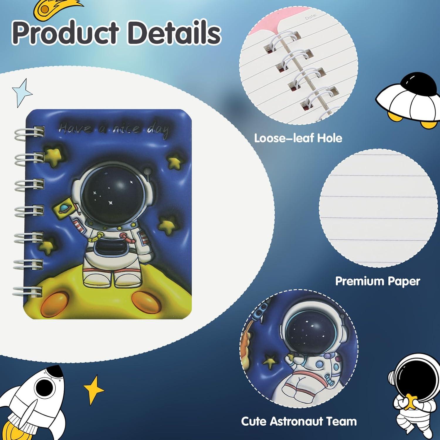 4 Cuadernos Espirales Mini Astronauta A7 8x10.5cm Geluode