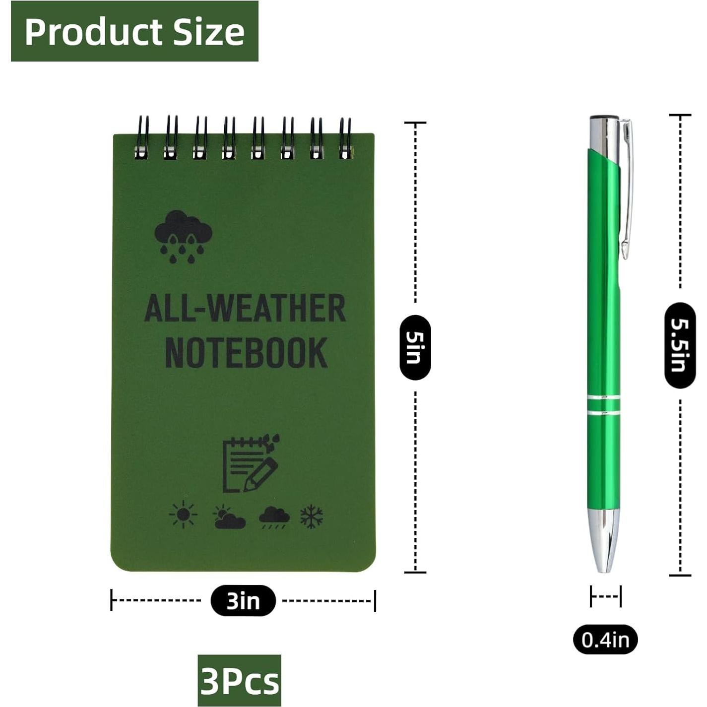 Juego de Cuadernos Impermeables QSYZAIL 5 Pcs 3x5"