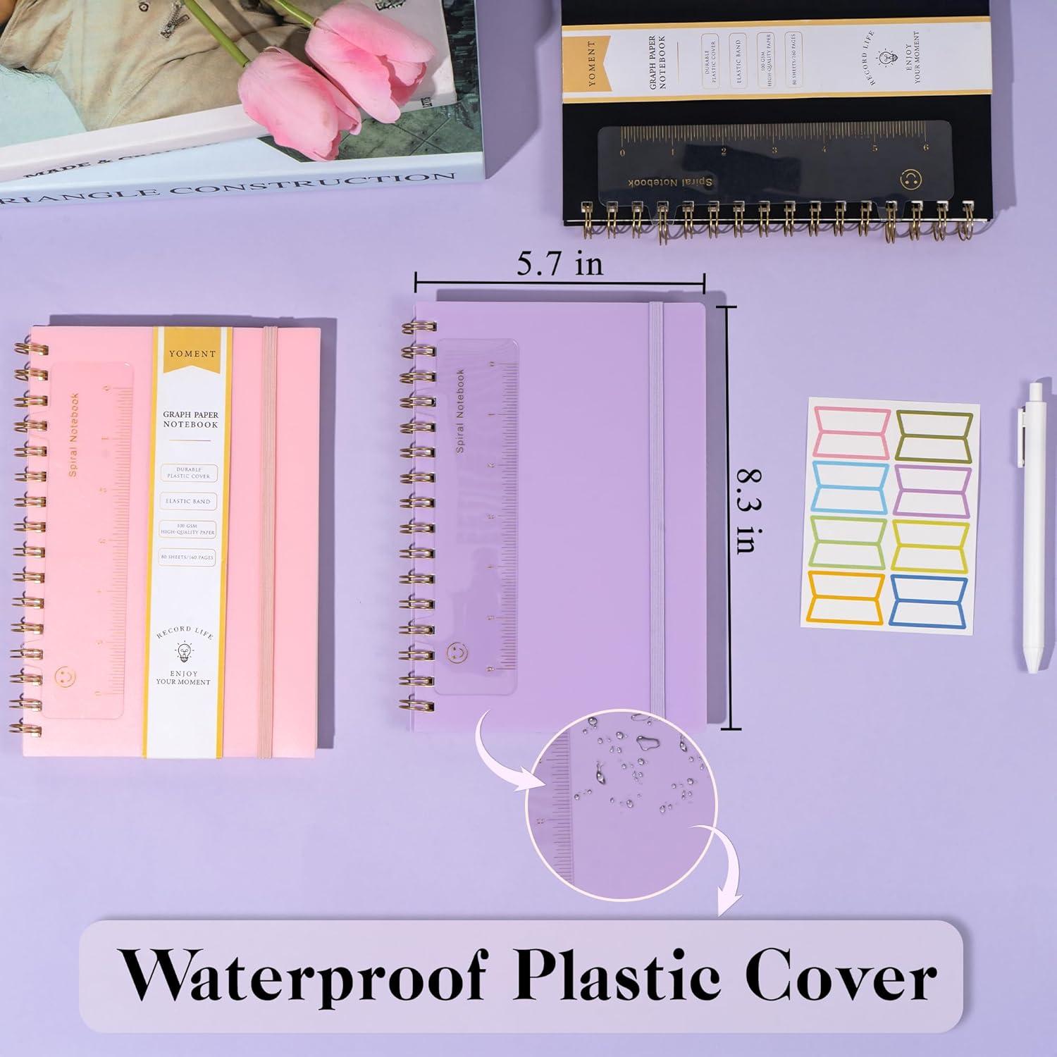 Cuaderno Cuadriculado A5 Yoment 160 Páginas Cubierta Impermeable