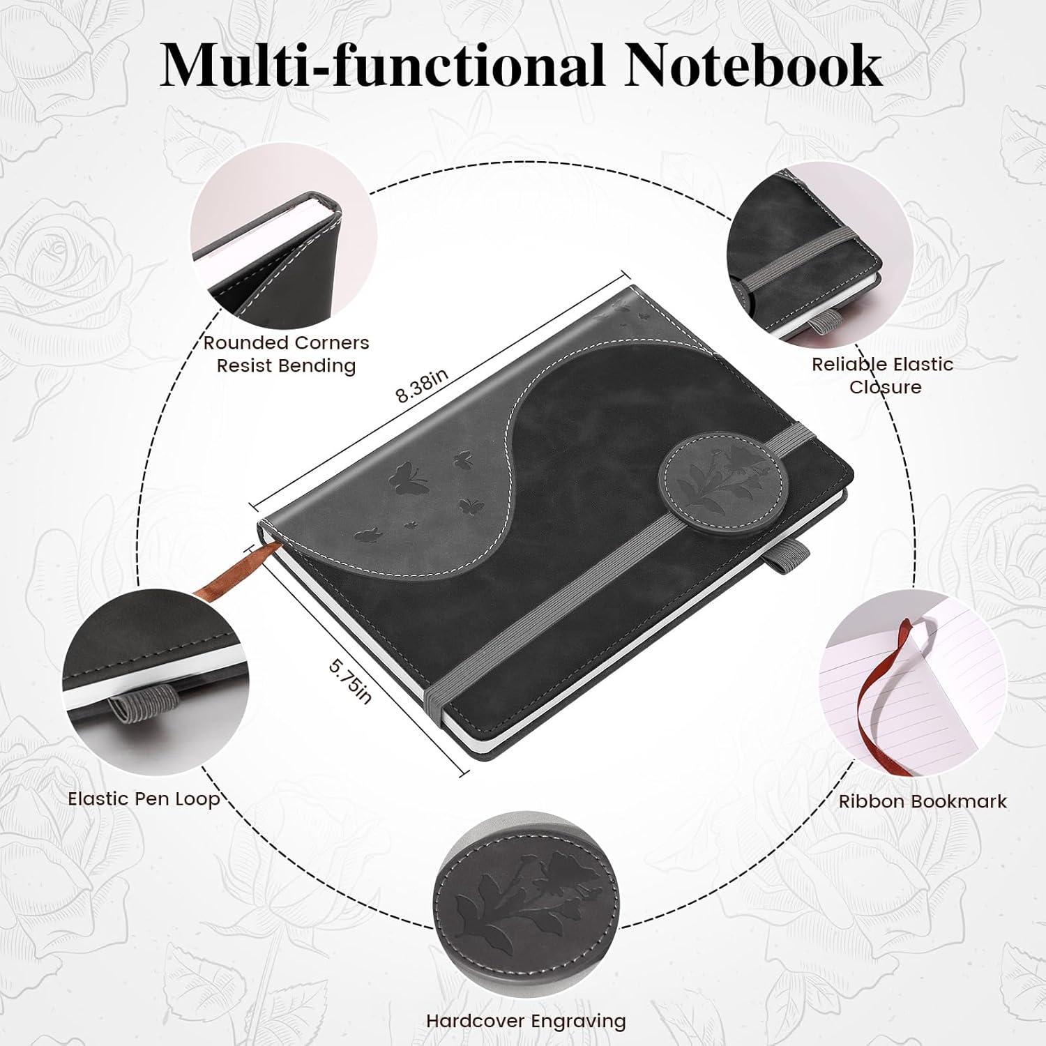 Cuaderno A5 Rayado Soomeet Tapa Dura Cuero Negro 200 Páginas