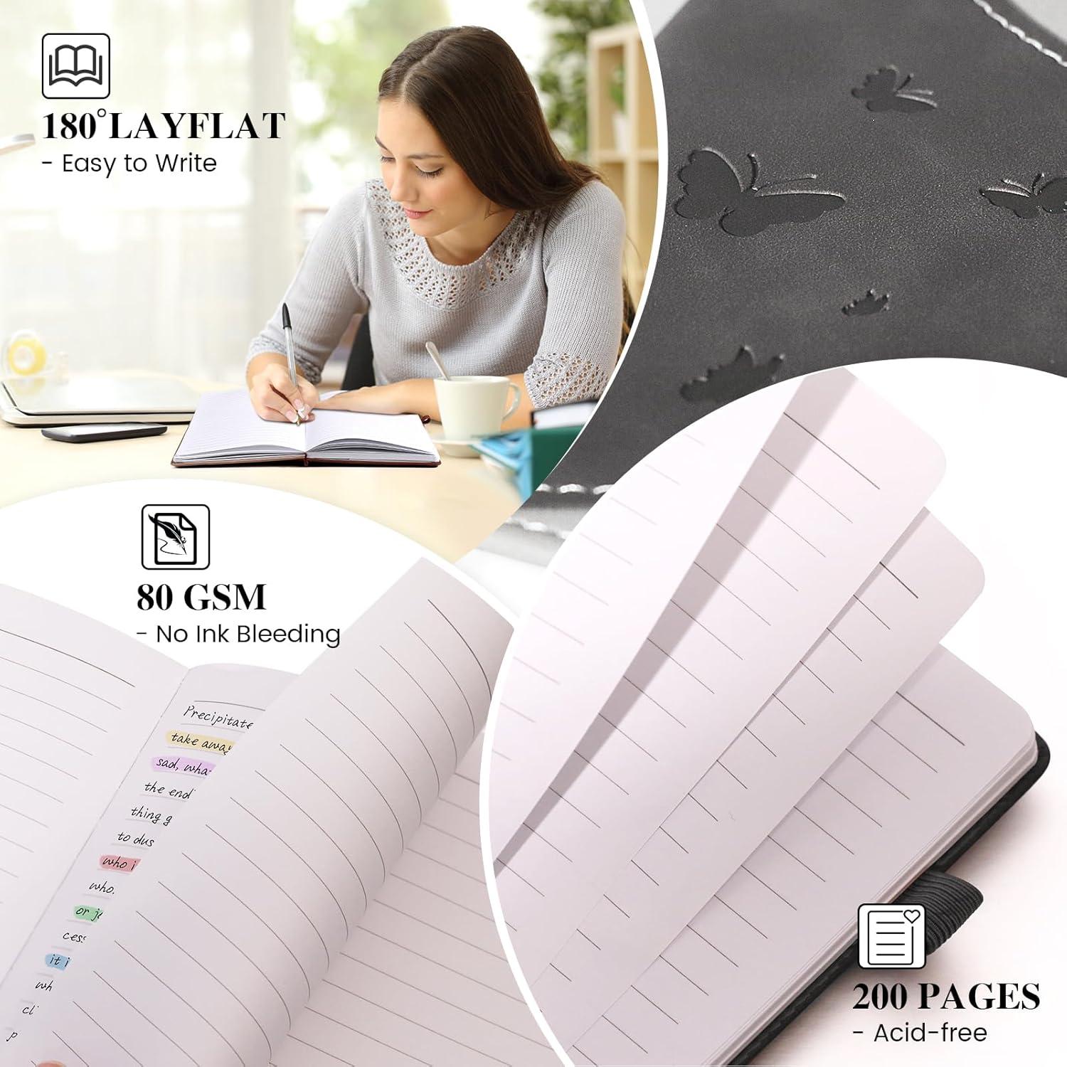 Cuaderno A5 Rayado Soomeet Tapa Dura Cuero Negro 200 Páginas