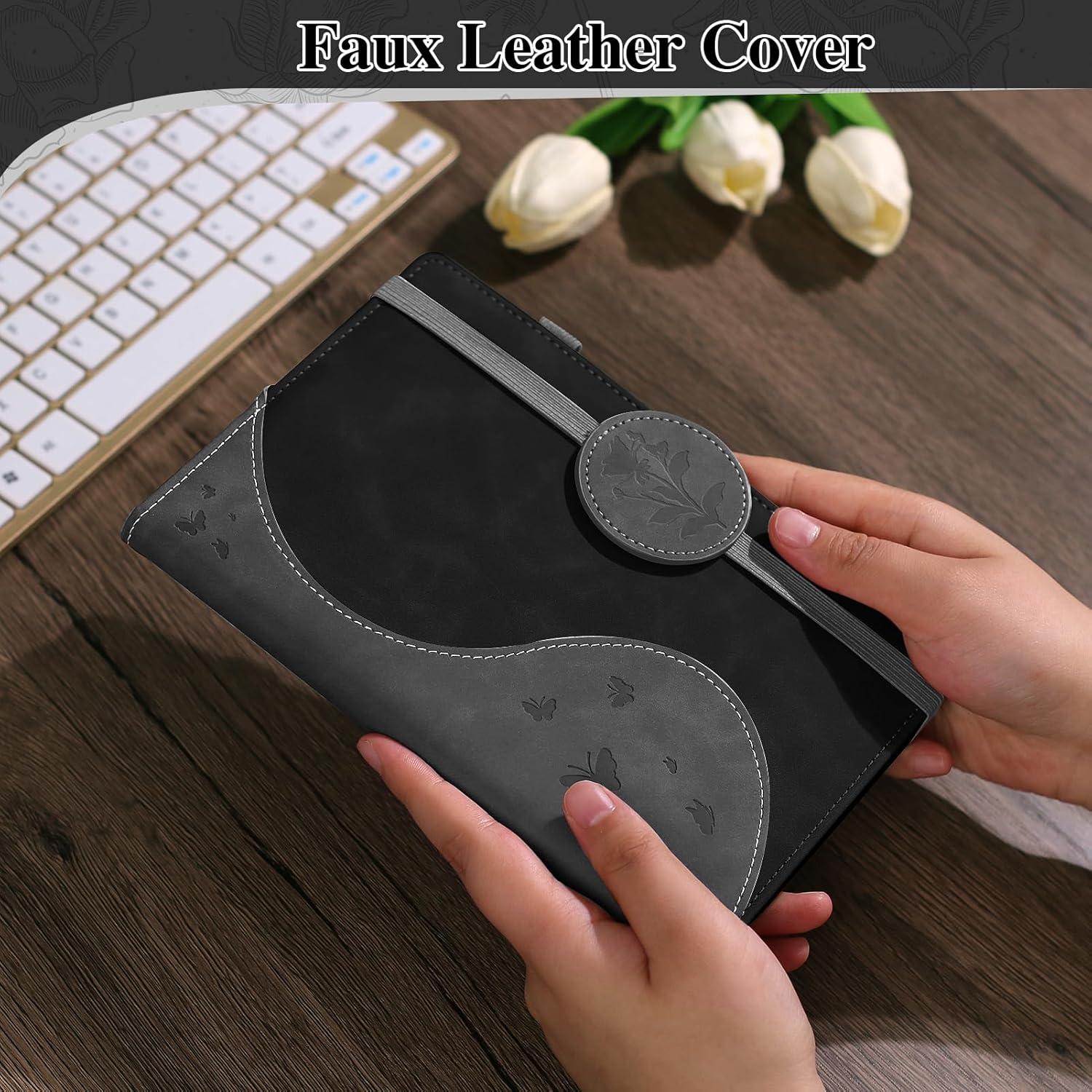 Cuaderno A5 Rayado Soomeet Tapa Dura Cuero Negro 200 Páginas