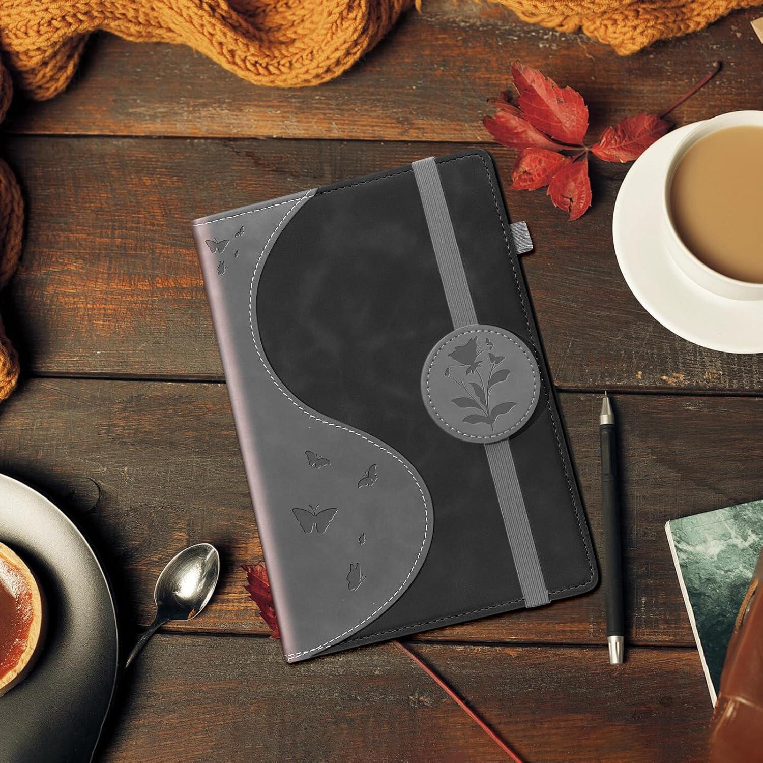 Cuaderno A5 Rayado Soomeet Tapa Dura Cuero Negro 200 Páginas