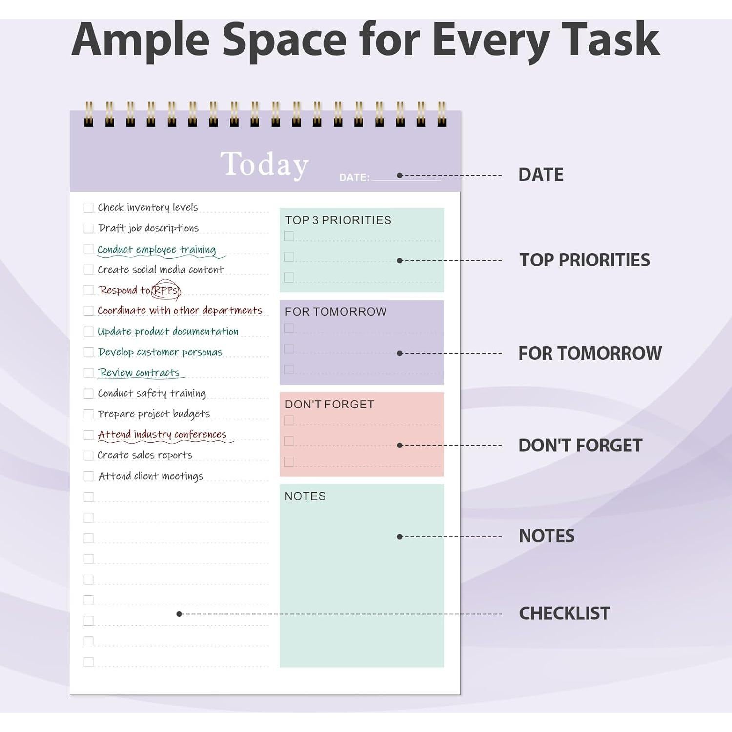 Weekly To Do List Notepad, Undated Planner with 52 Sheets (6.5''x8.9''), Desk Weekly Planner for Women & Man, Home School & Work