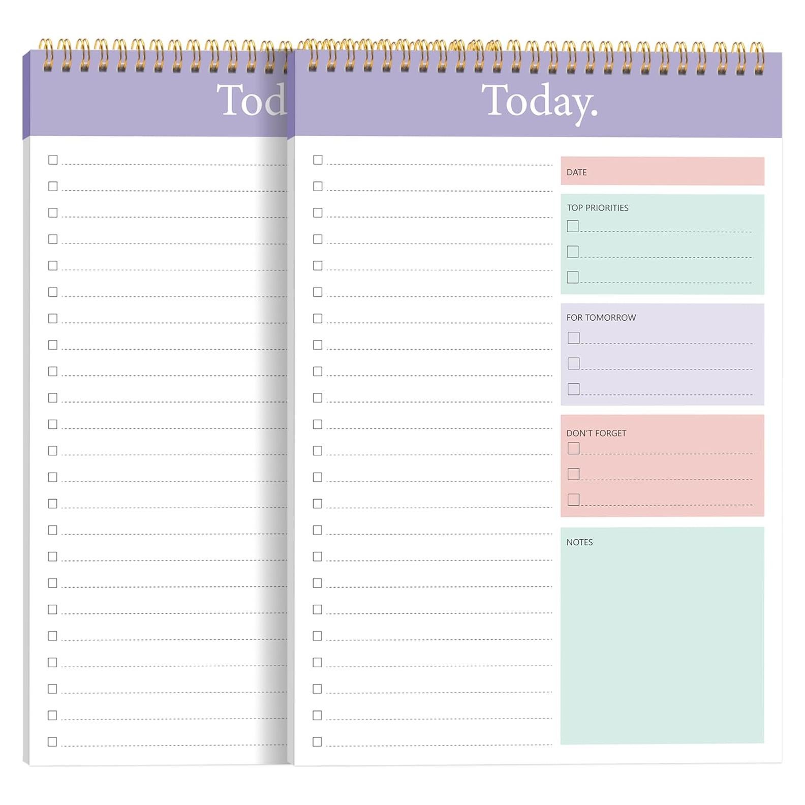 Bloc de Notas KMQOY - Paquete de 2 Espiral 52 Hojas Morado