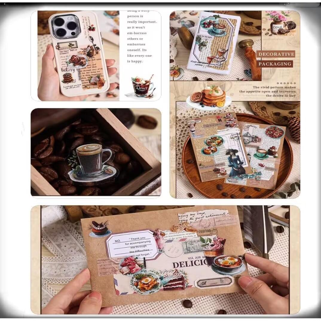 24 Stickers Finos Vintage de Café Yaroelrd Impermeables