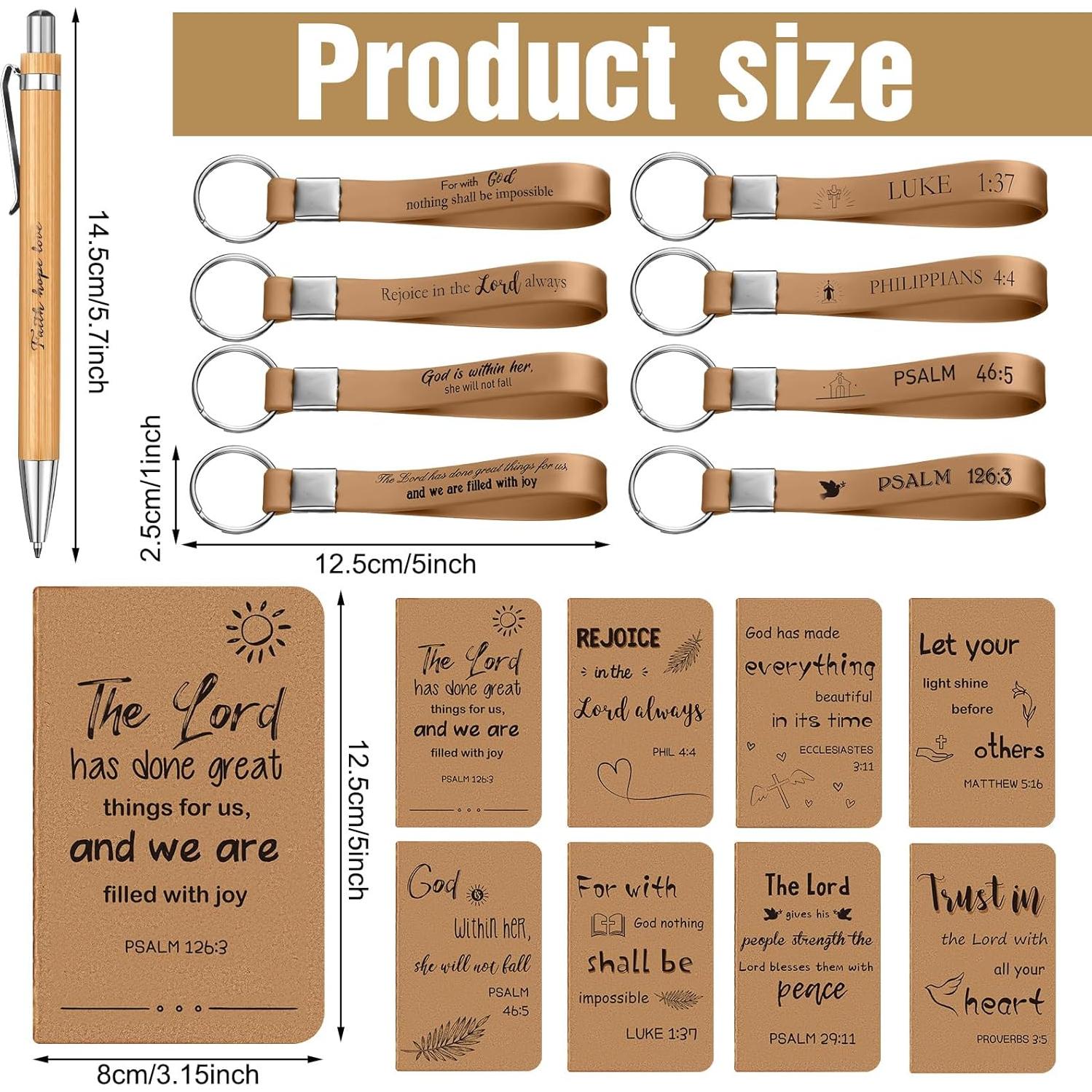 Set de Regalos Cristianos PerKoop 48 Piezas - Bloc Notas, Bolígrafos y Llaveros