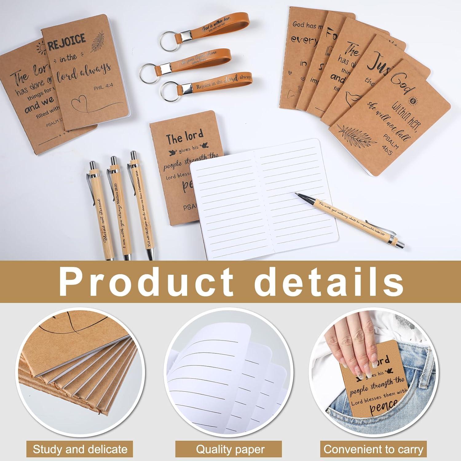 Set de Regalos Cristianos PerKoop 48 Piezas - Bloc Notas, Bolígrafos y Llaveros