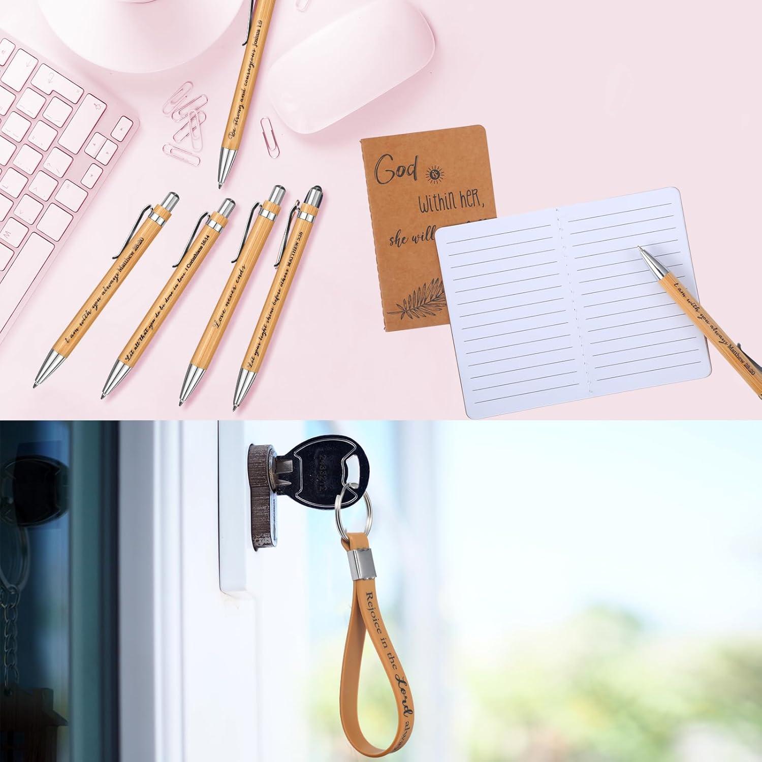 Set de Regalos Cristianos PerKoop 48 Piezas - Bloc Notas, Bolígrafos y Llaveros