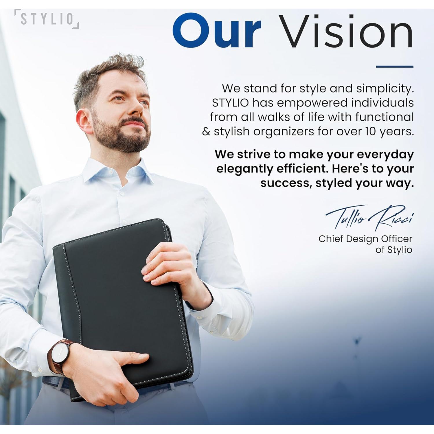 Carpeta con Cremallera Stylio Negra para Documentos y Currículum