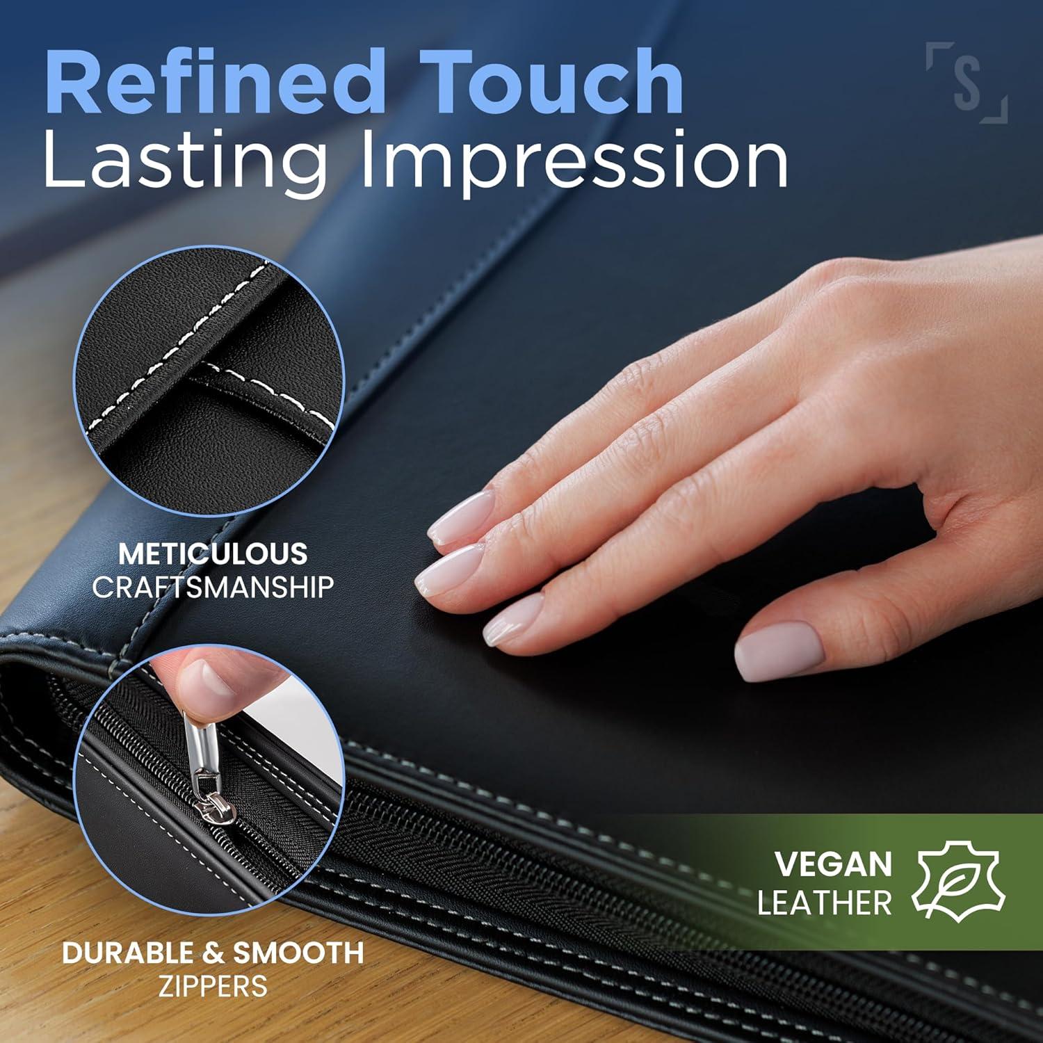 Carpeta con Cremallera Stylio Negra para Documentos y Currículum