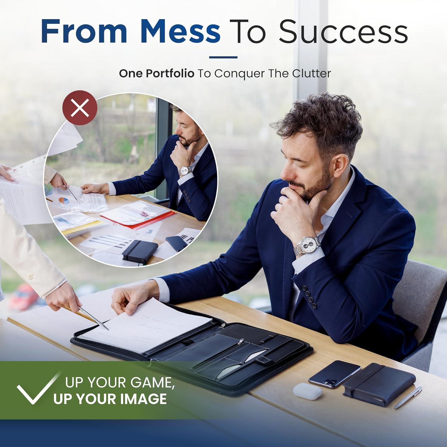 Carpeta con Cremallera Stylio Negra para Documentos y Currículum