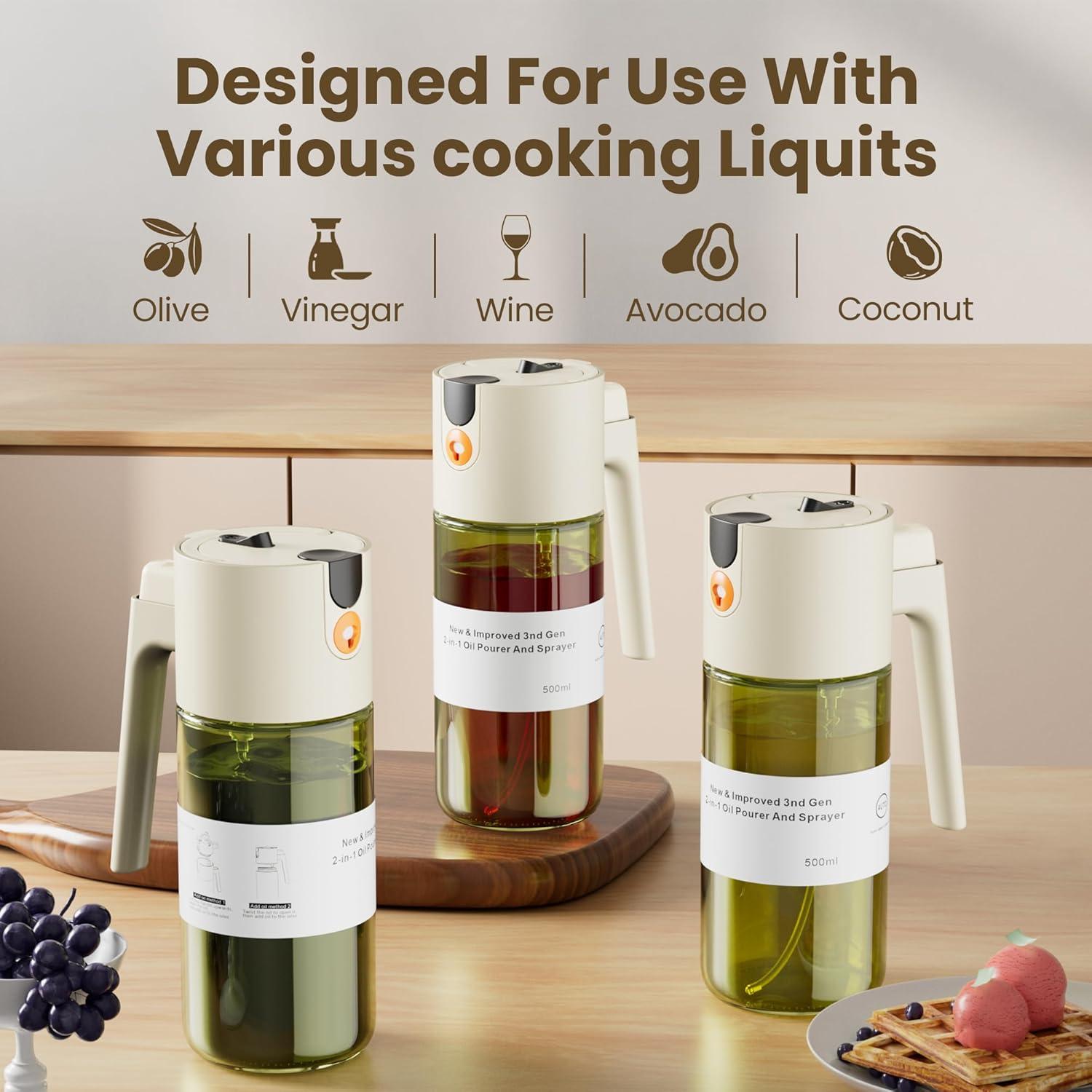 Rociador de Aceite de Vidrio 500ml LAKUMIQI a Prueba de Fugas