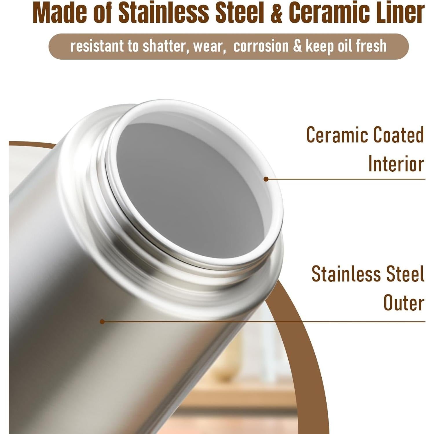 Botella dispensadora de aceite PARACITY 16 oz acero inoxidable