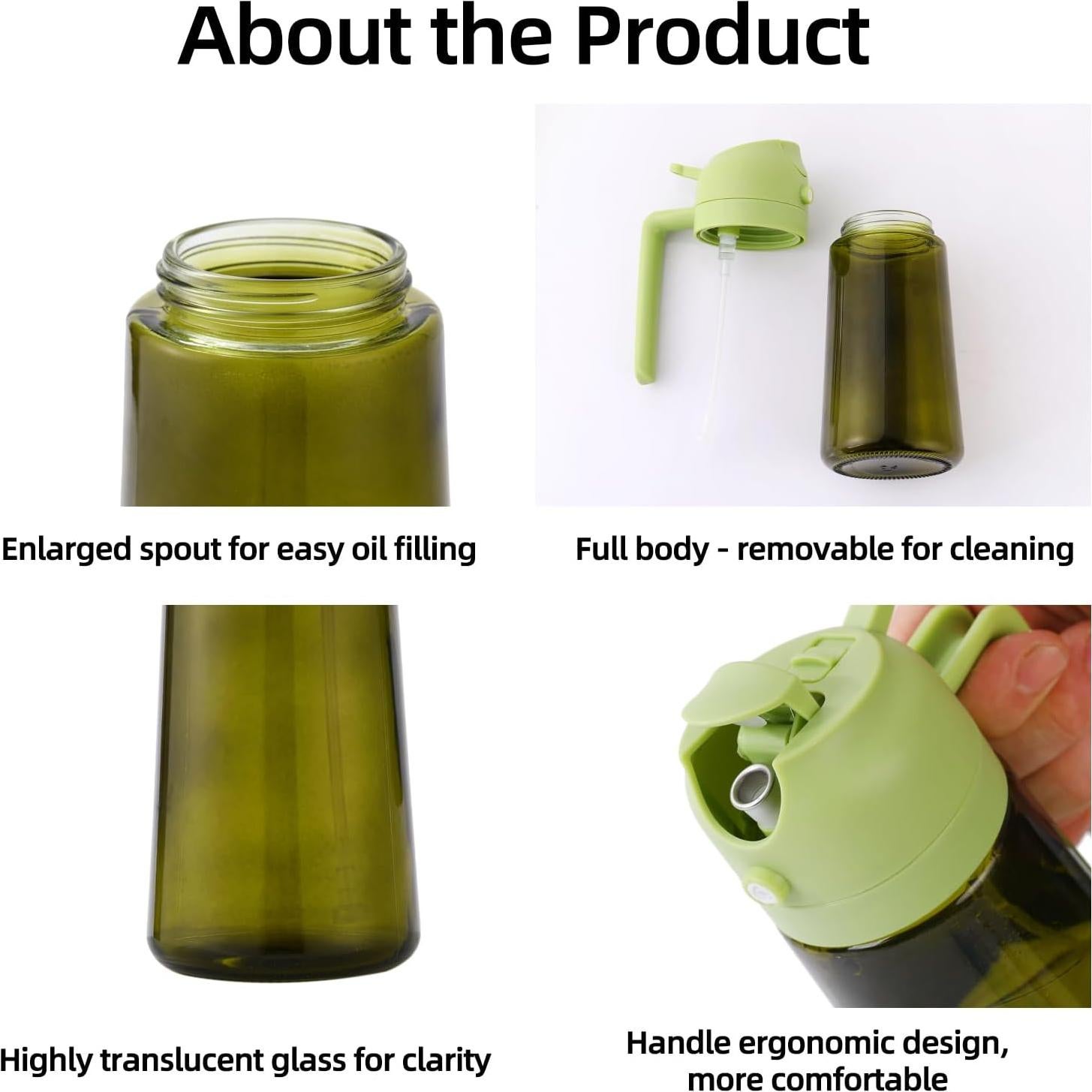 Botella dispensadora de aceite Aovdy 470ml verde oscuro