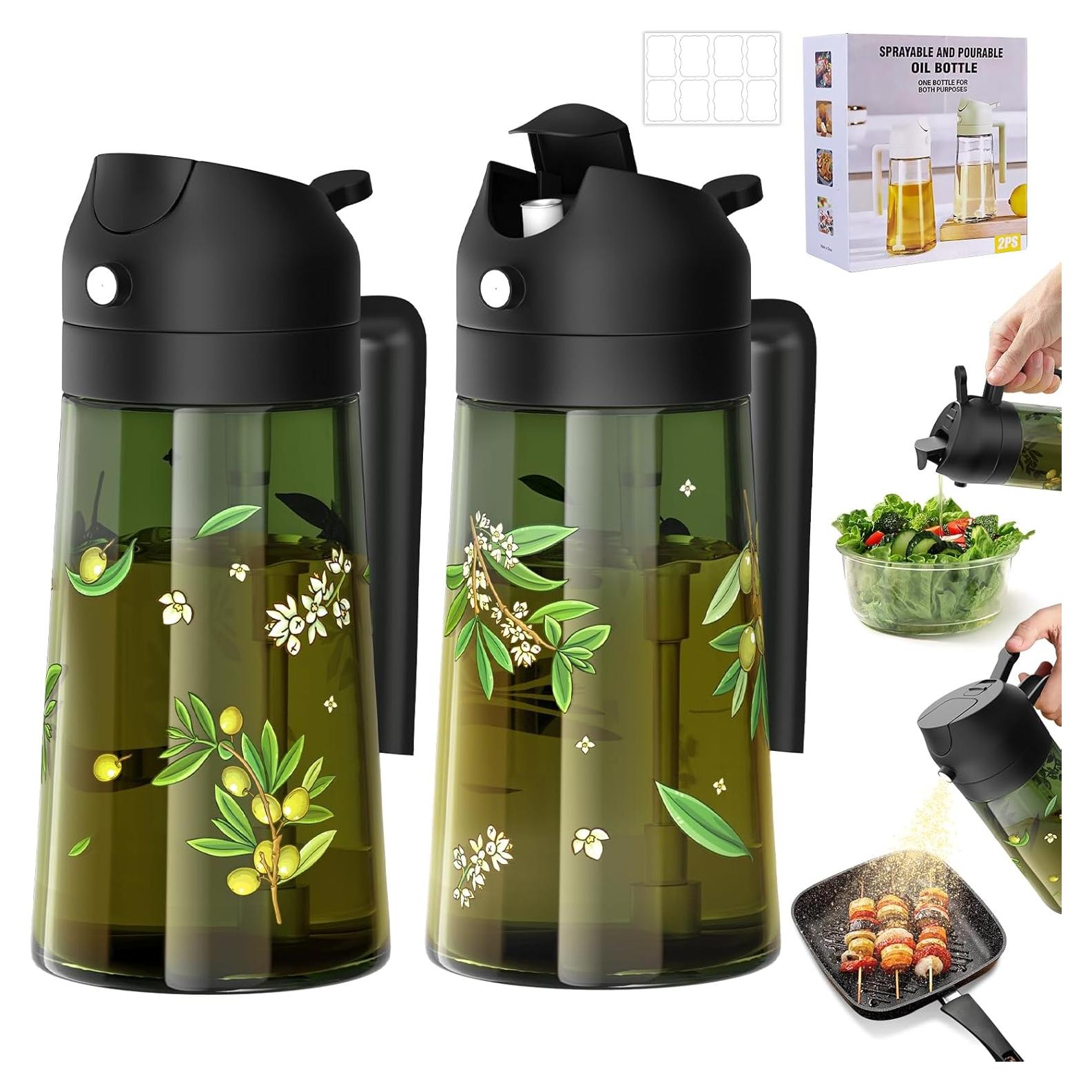 Pulverizador de Aceite COOLMI 470ml Set 2 Botellas Vidrio Negro