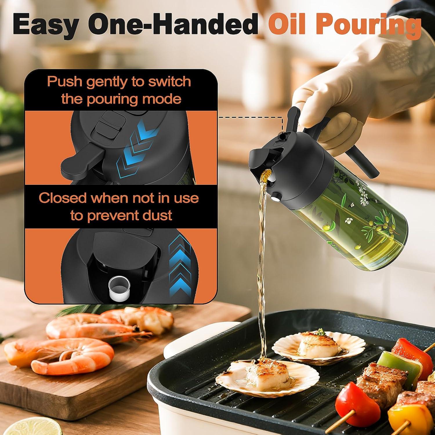 Pulverizador de Aceite COOLMI 470ml Set 2 Botellas Vidrio Negro