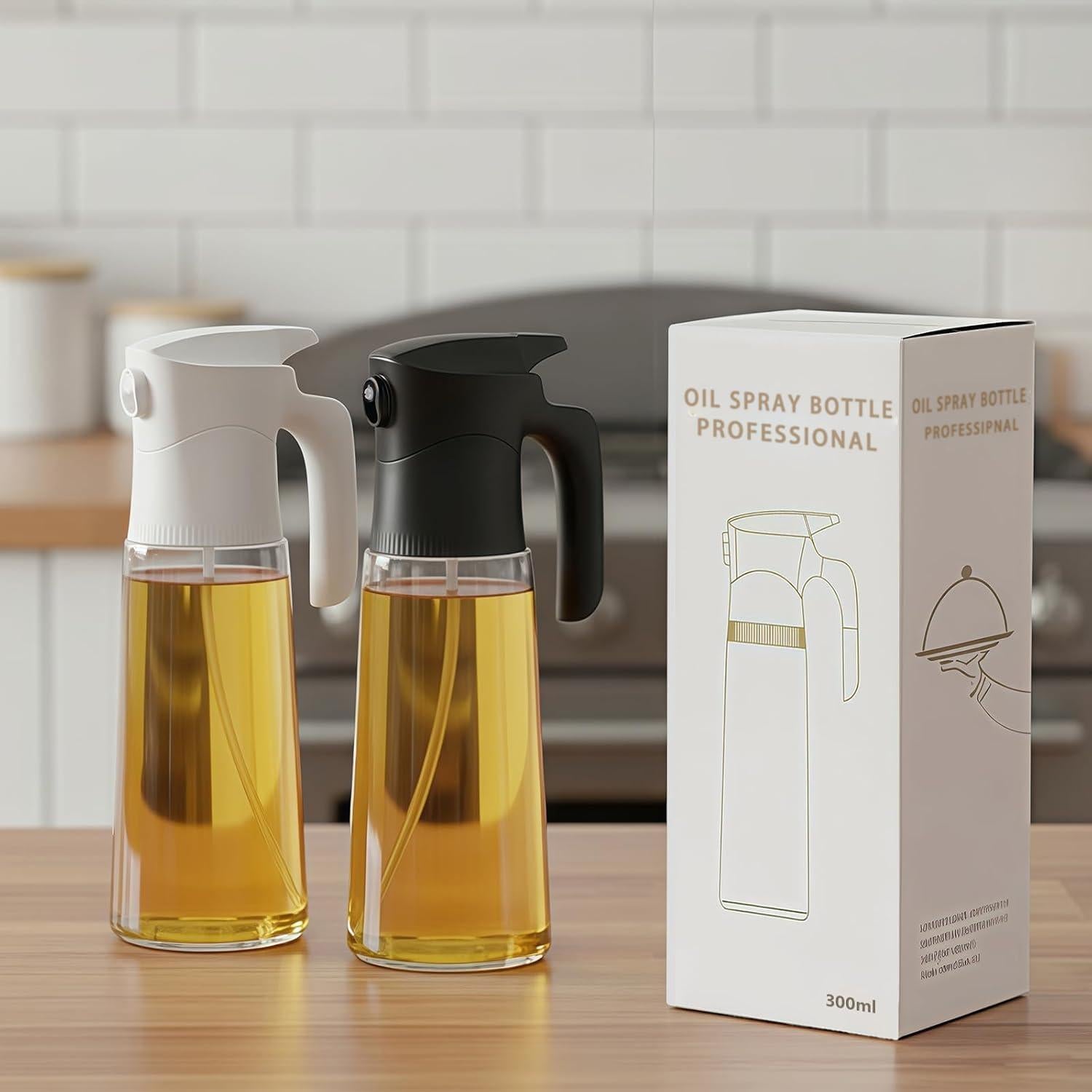 Botella Spray de Aceite de Oliva NYXVAULT 300ml Vidrio Negro