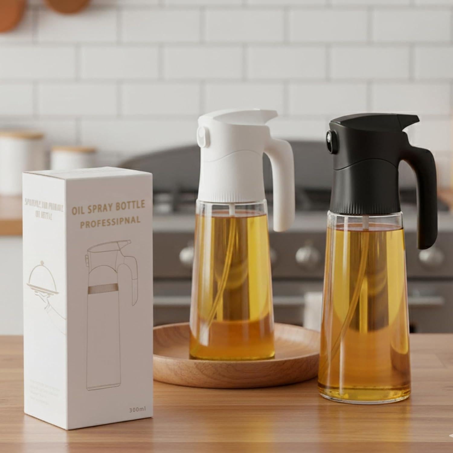 Botella Spray de Aceite de Oliva NYXVAULT 300ml Vidrio Negro