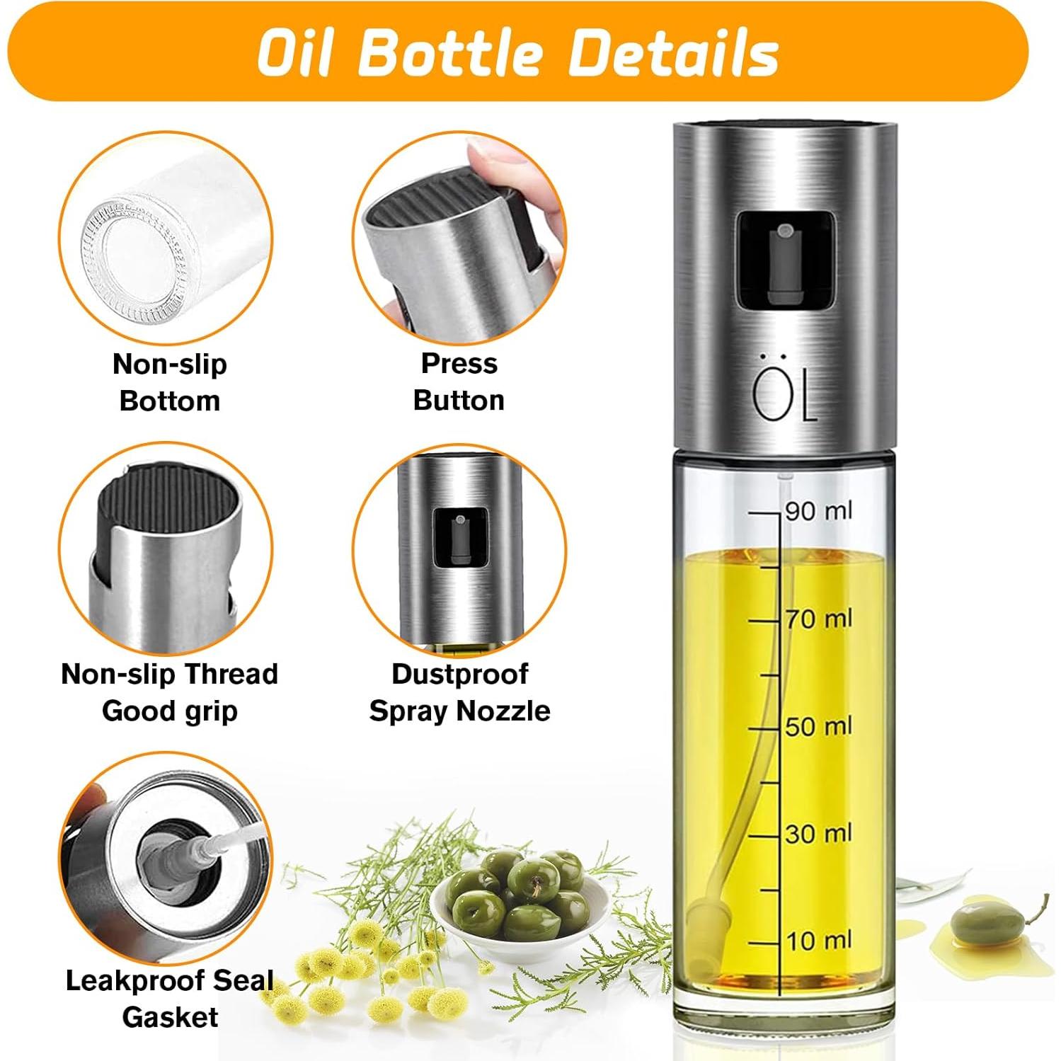 Rociador de Aceite Leaflai 100ml Vidrio Antifugas Cocina