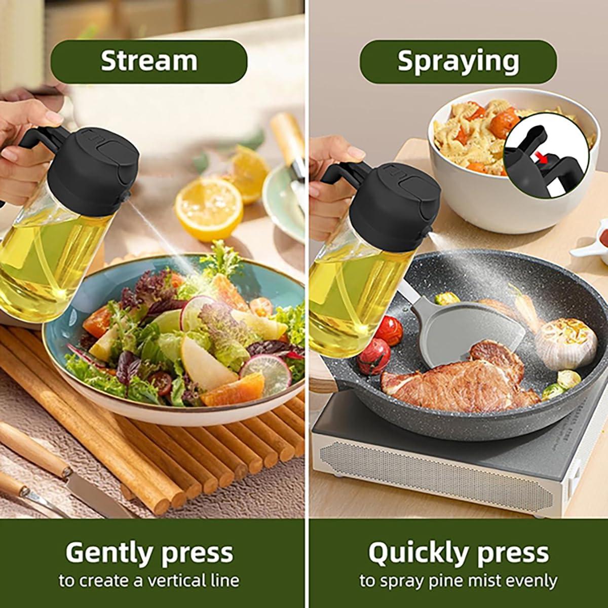 Dispensador de aceite de vidrio XJYWSH 470ml 2 en 1 para cocinar