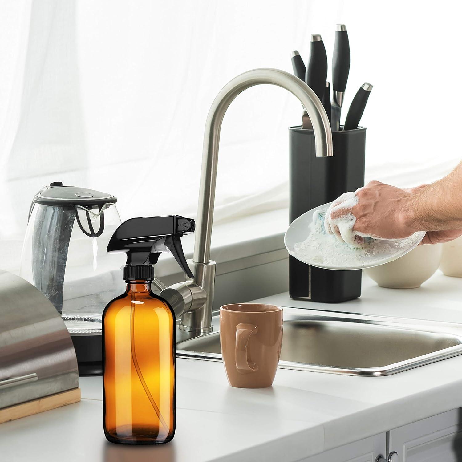 Botella Spray Vidrio Ámbar 473 ml Sally's Organics - 6 Piezas