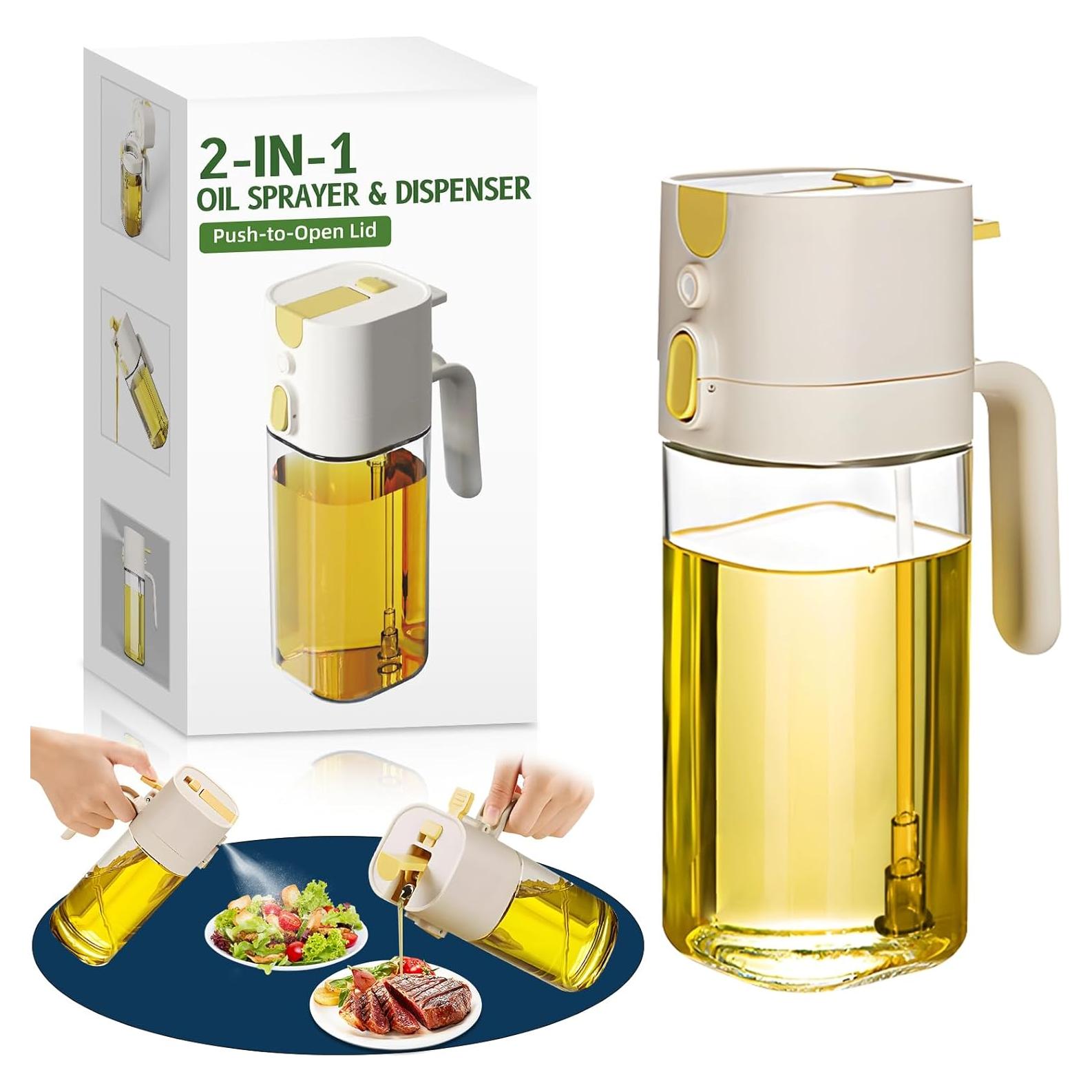 Rociador de Aceite de Oliva MUOOMU 580ml Vidrio Blanco 2 en 1