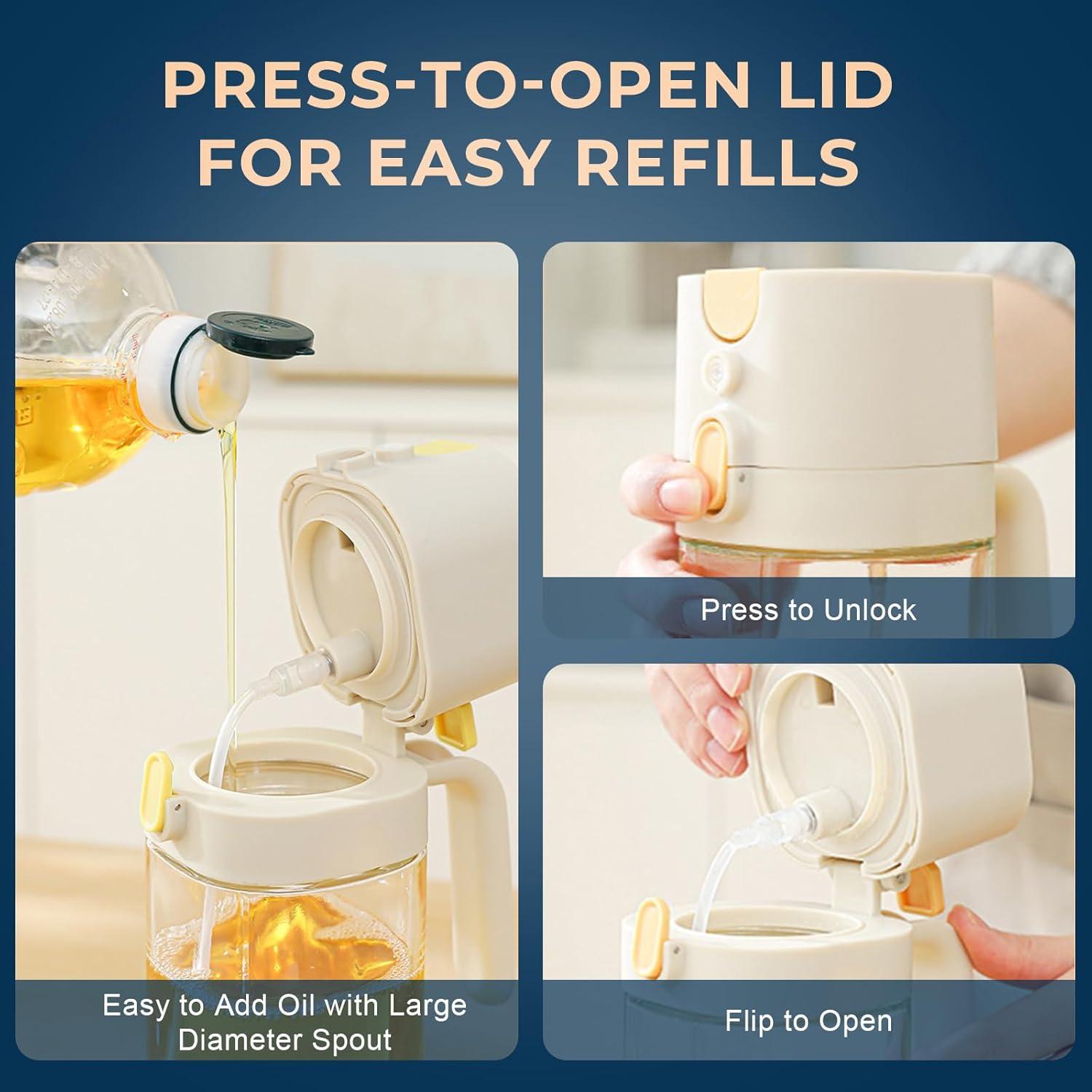 Rociador de Aceite de Oliva MUOOMU 580ml Vidrio Blanco 2 en 1