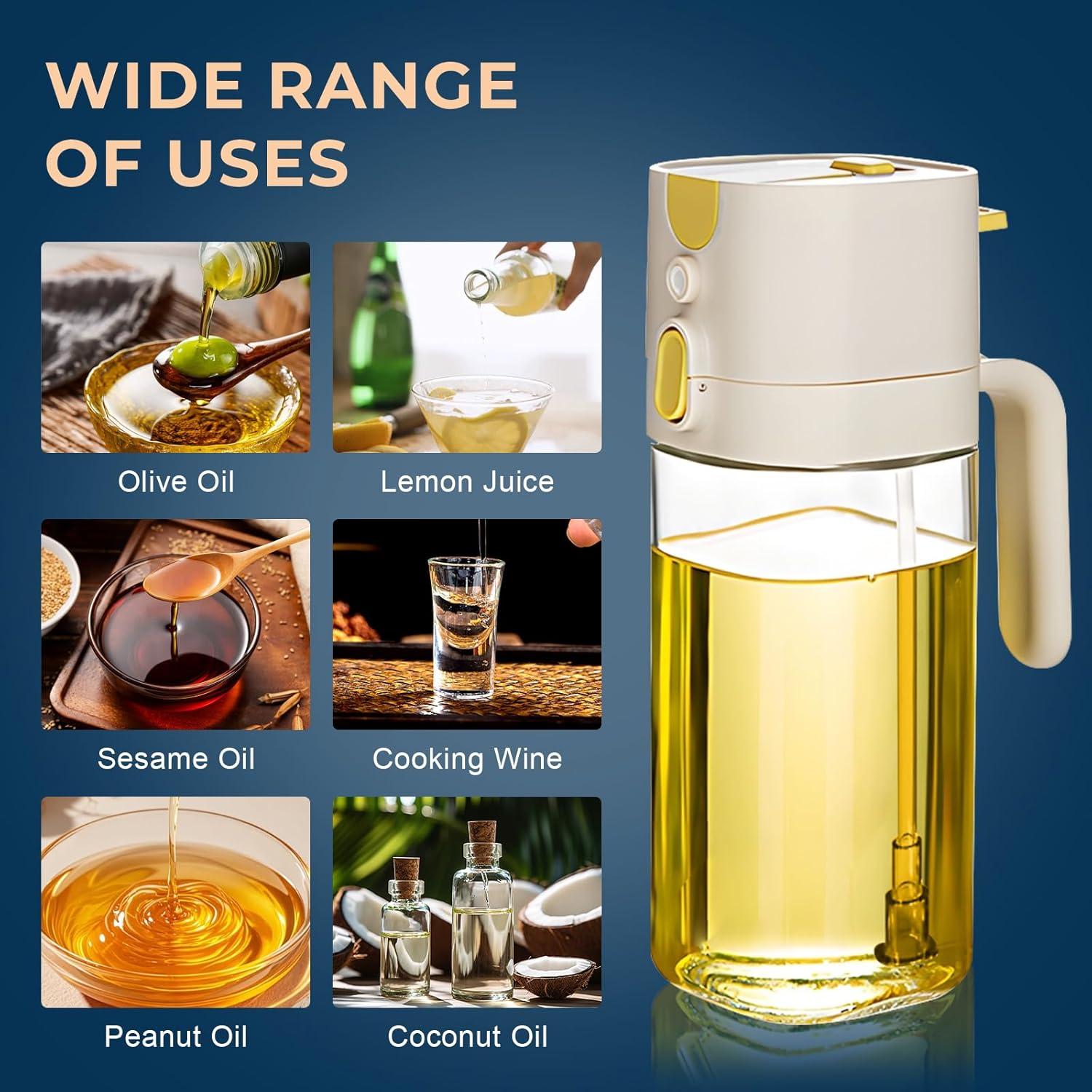 Rociador de Aceite de Oliva MUOOMU 580ml Vidrio Blanco 2 en 1