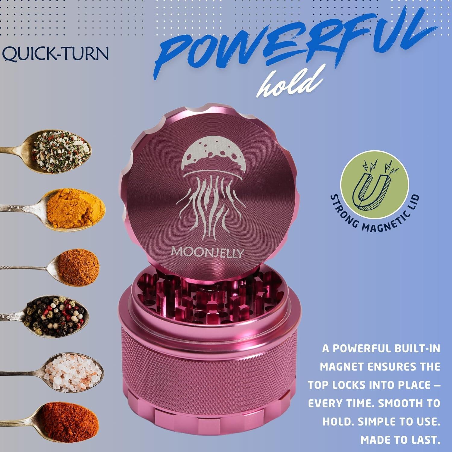 Grinder Manual MOONJELLY 2.5" Aluminio Rosa - Giro Rápido