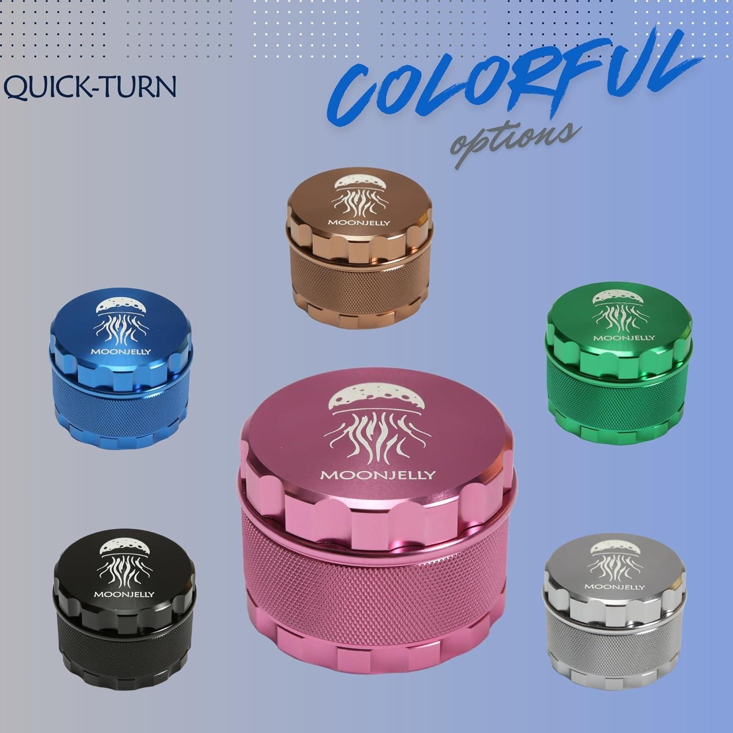 Grinder Manual MOONJELLY 2.5" Aluminio Rosa - Giro Rápido