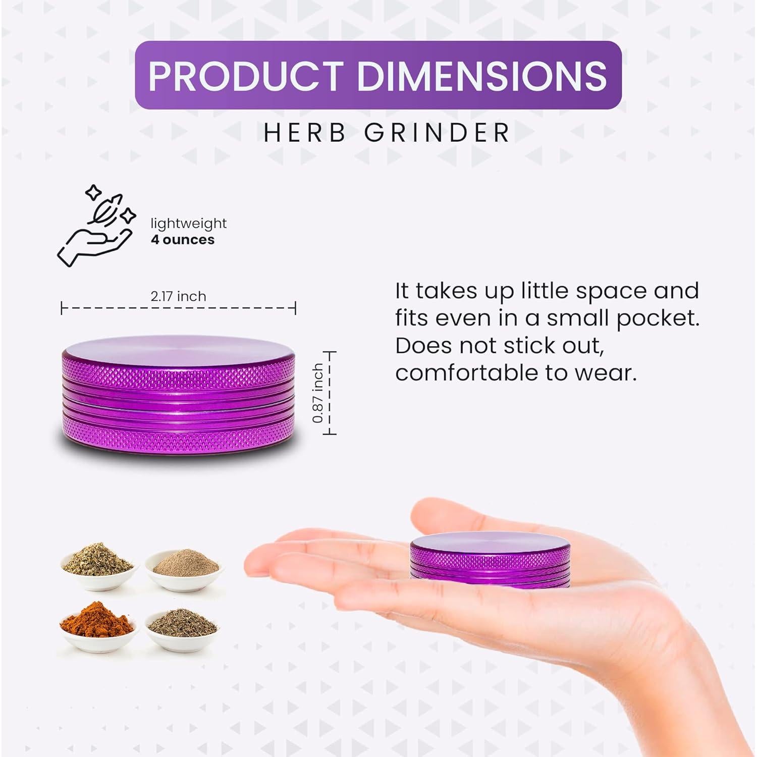 Molinillo de Especias Manual THETIS KITCHEN 5.08 cm Púrpura