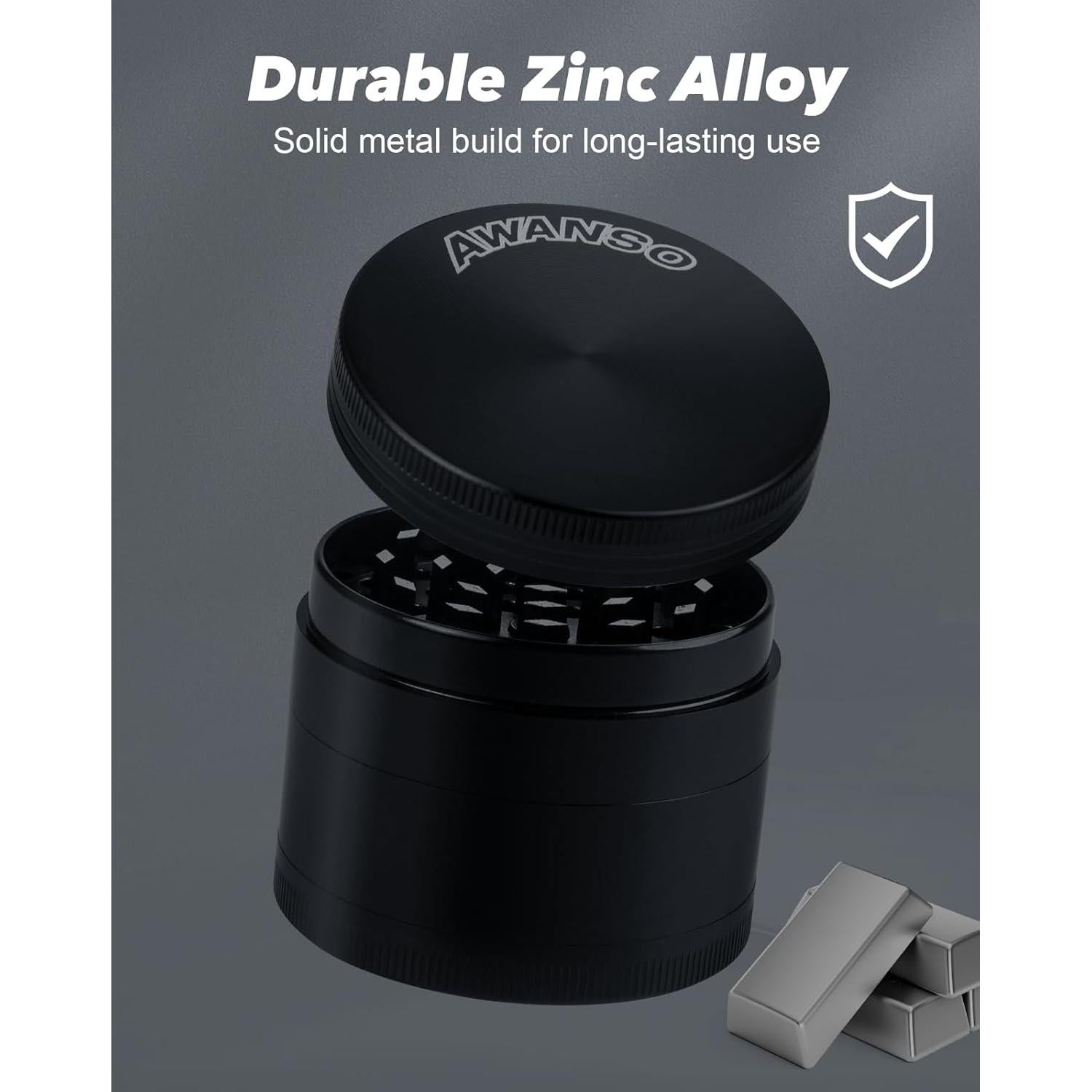 Grinder de Especias Manual Awanso 2" Negro Aleación Zinc